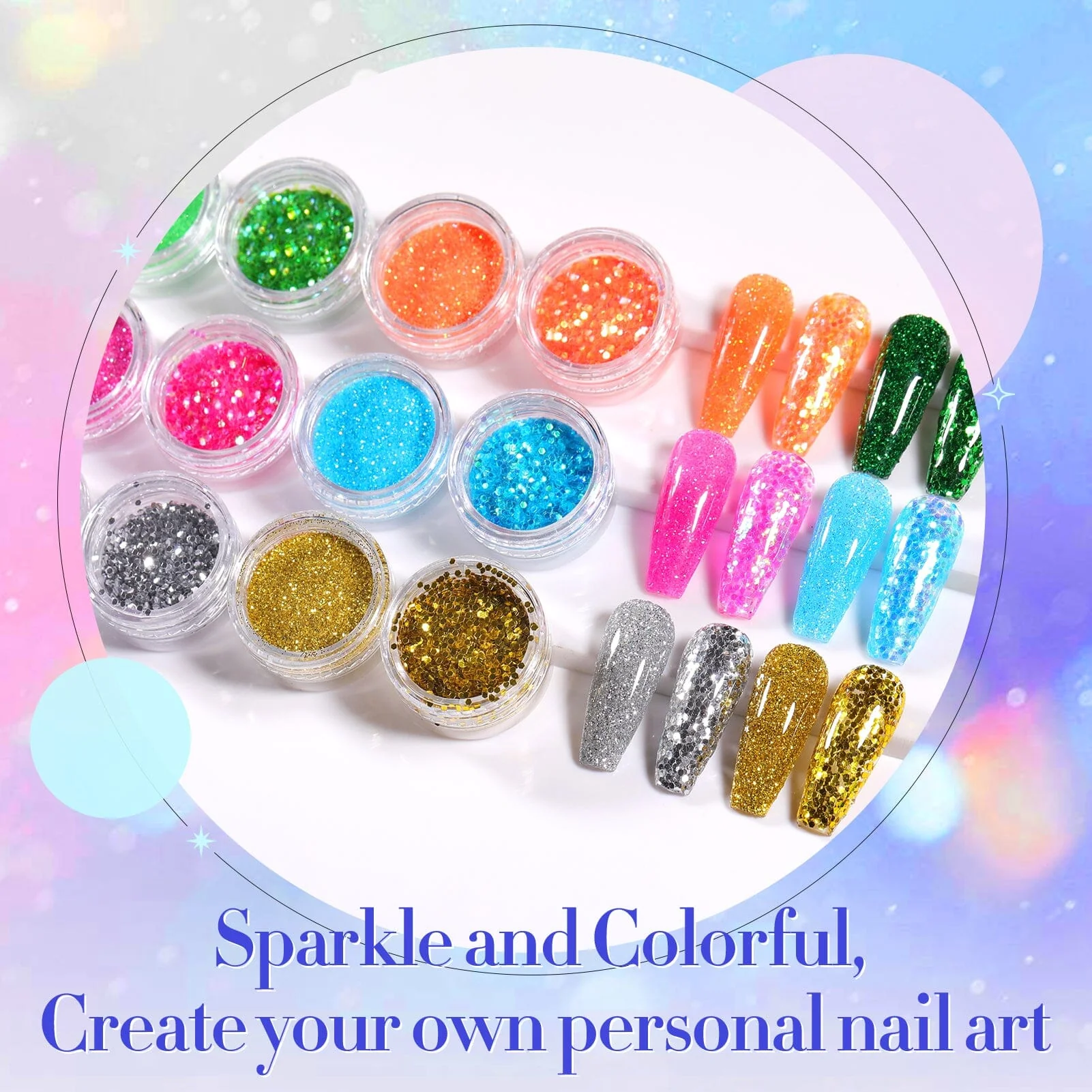 [US ONLY] 48 Colors Glitter Nail Powder Sequins Set - Image 6