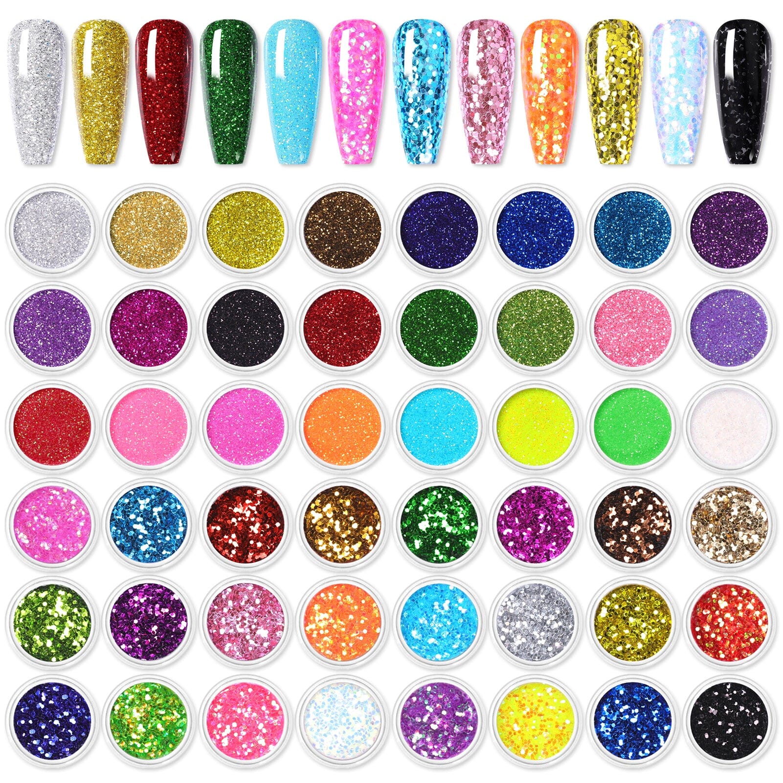 [US ONLY] 48 Colors Glitter Nail Powder Sequins Set - Image 7