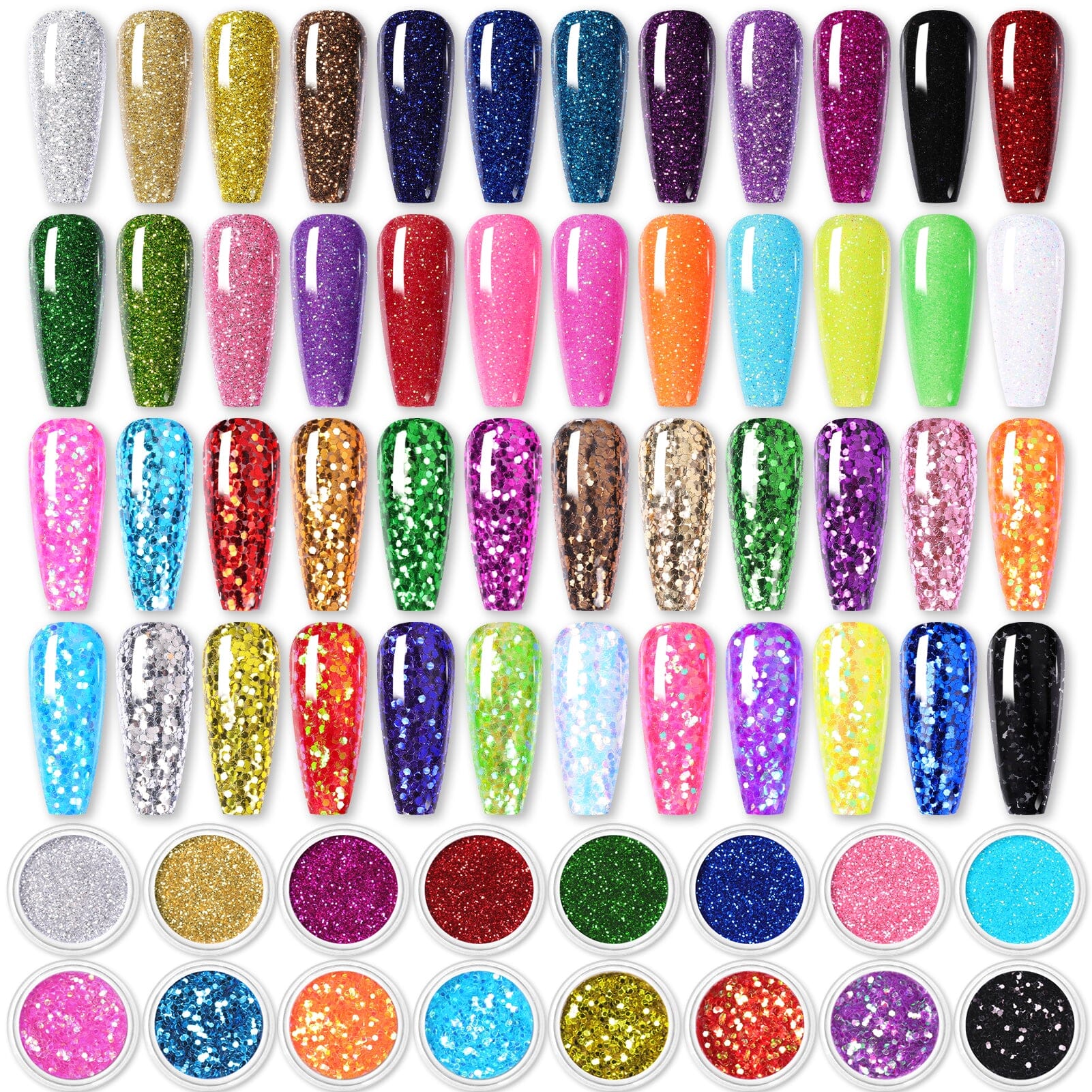 [US ONLY] 48 Colors Glitter Nail Powder Sequins Set - Image 8
