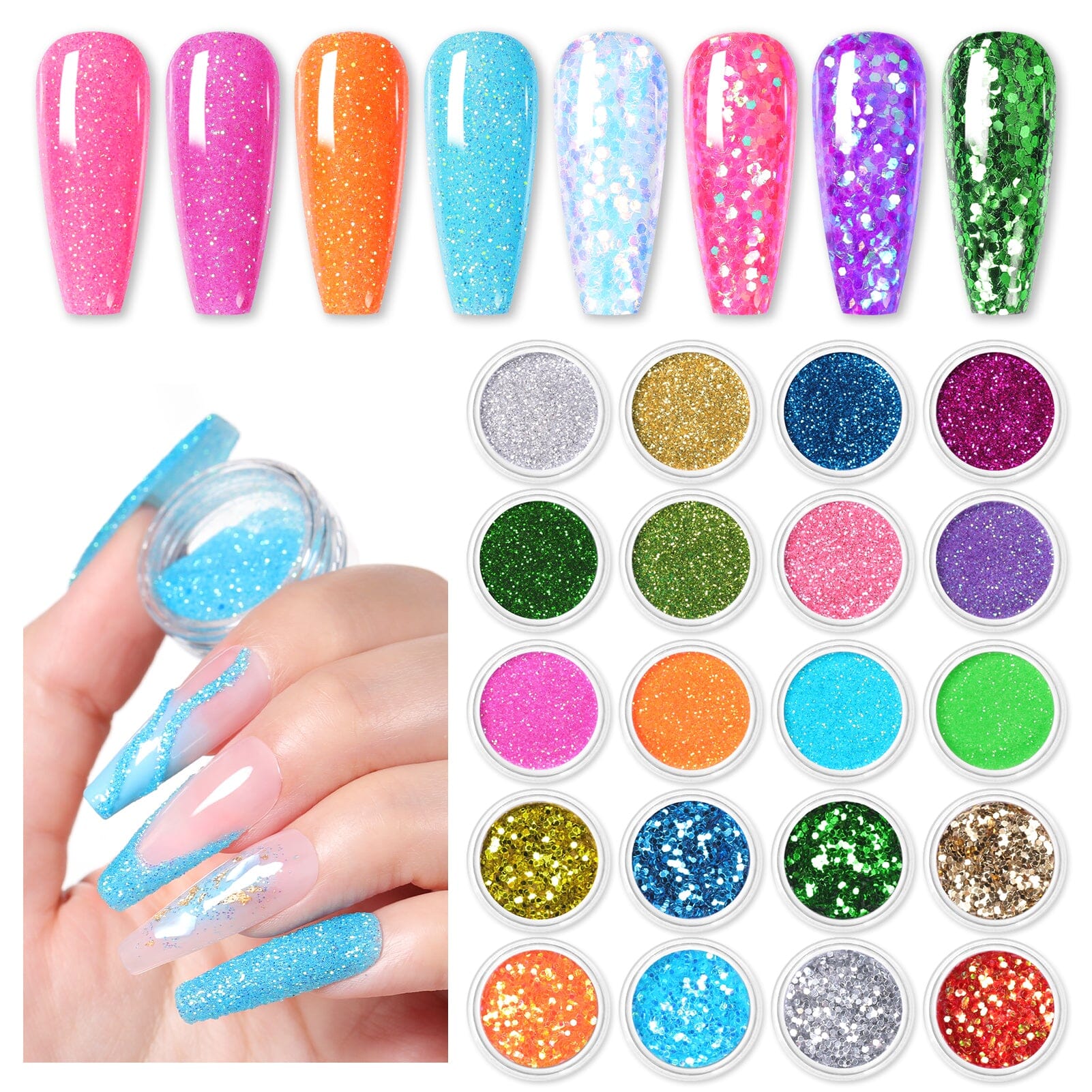 [US ONLY] 48 Colors Glitter Nail Powder Sequins Set - Image 9