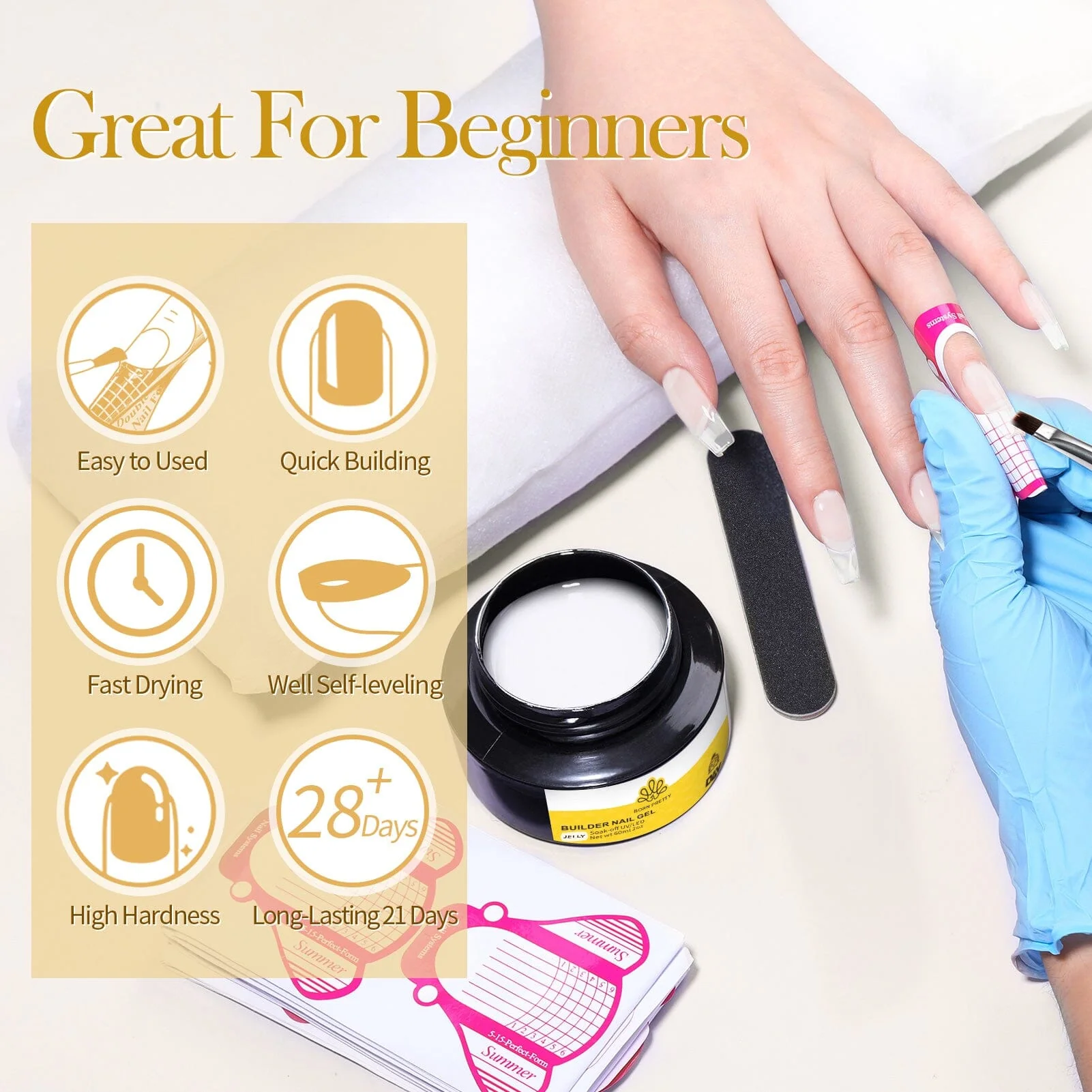 [US ONLY] 4pcs Extension Nail Kit Jelly White 60ml - Image 3