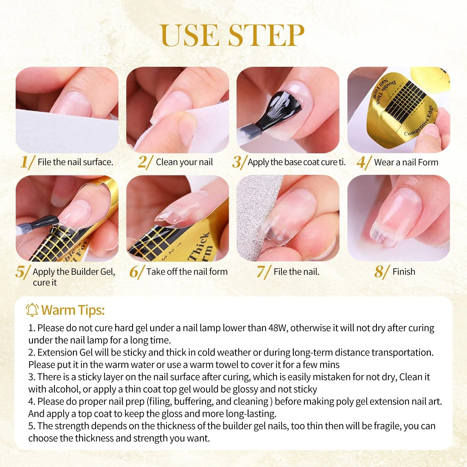 [US ONLY] 4pcs Extension Nail Kit Jelly White 60ml - Image 5