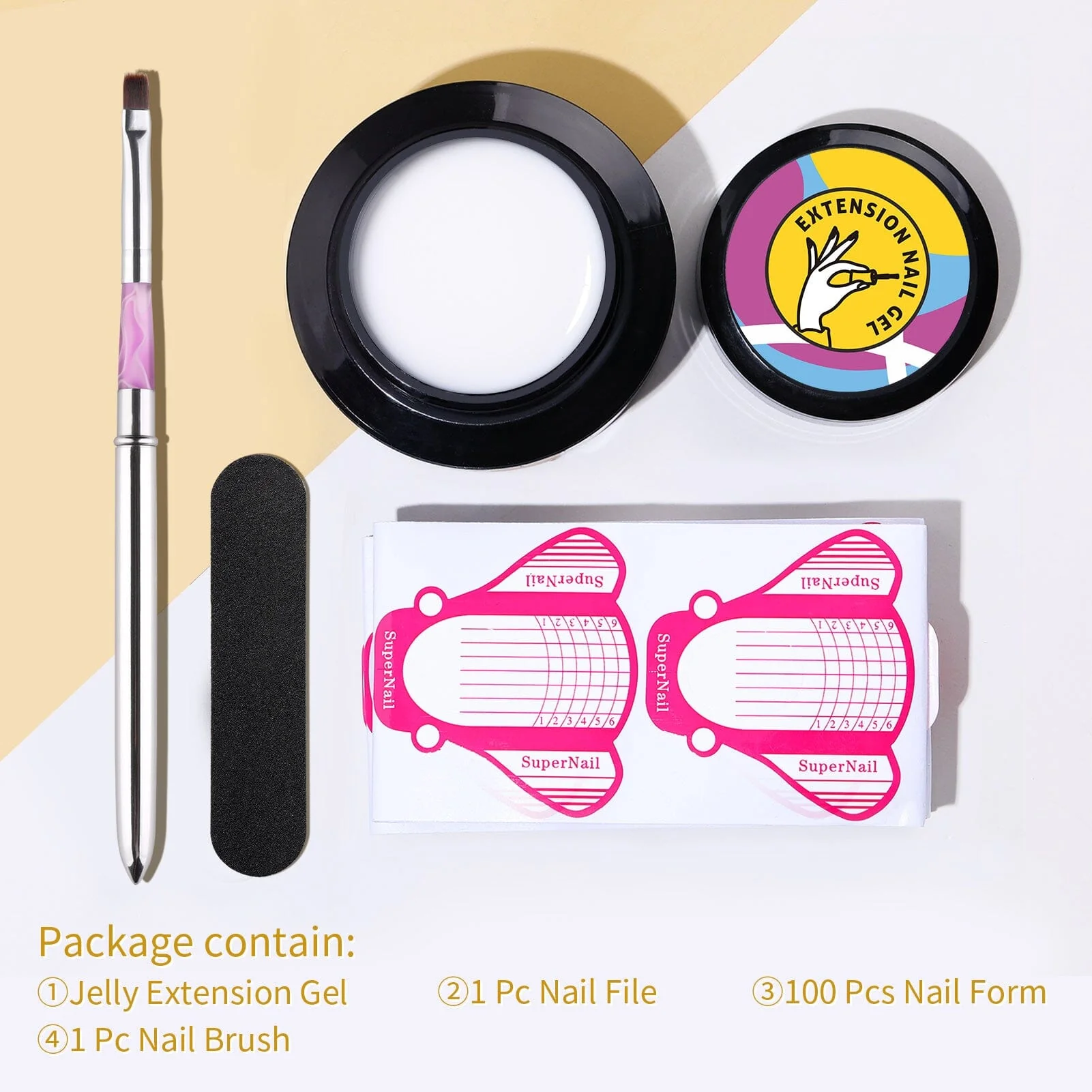 [US ONLY] 4pcs Extension Nail Kit Jelly White 60ml - Image 6