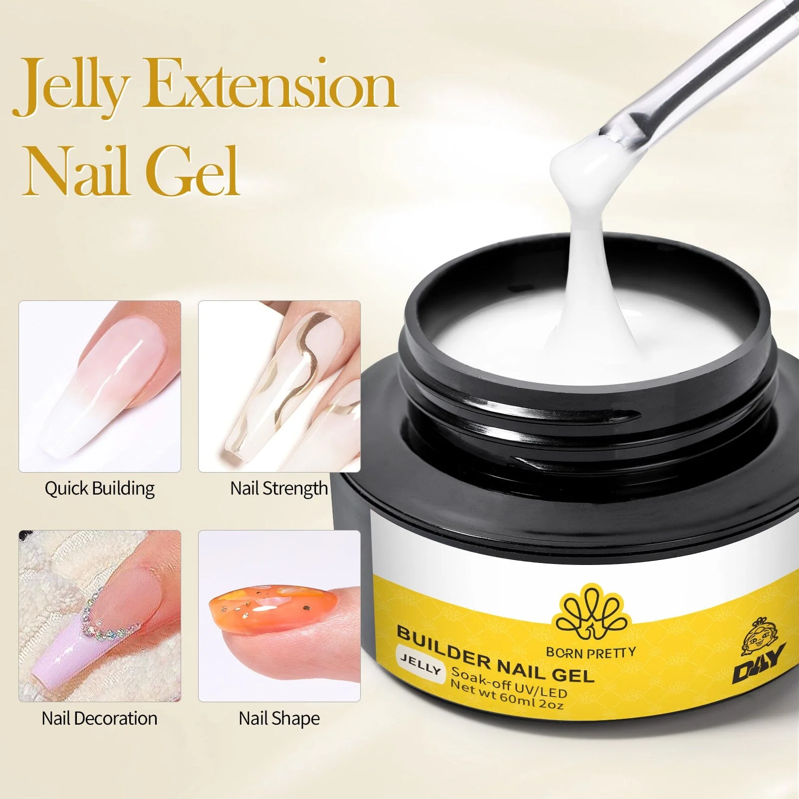 [US ONLY] 4pcs Extension Nail Kit Jelly White 60ml - Image 7