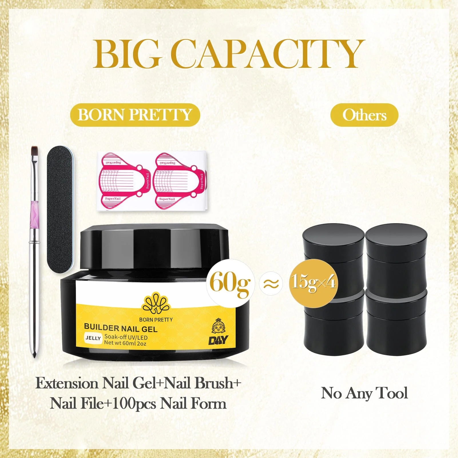 [US ONLY] 4pcs Extension Nail Kit Jelly White 60ml - Image 8