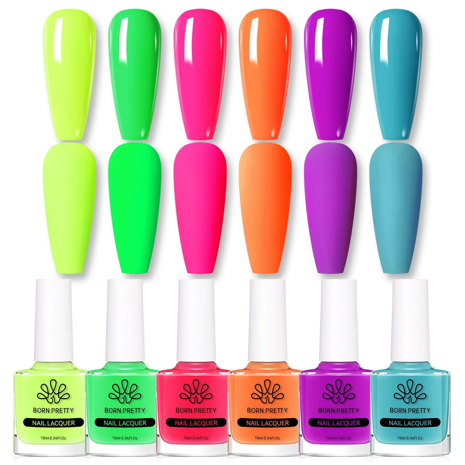 [US ONLY] 6 Colors Fluorescent Neon Nail Polish 10ml