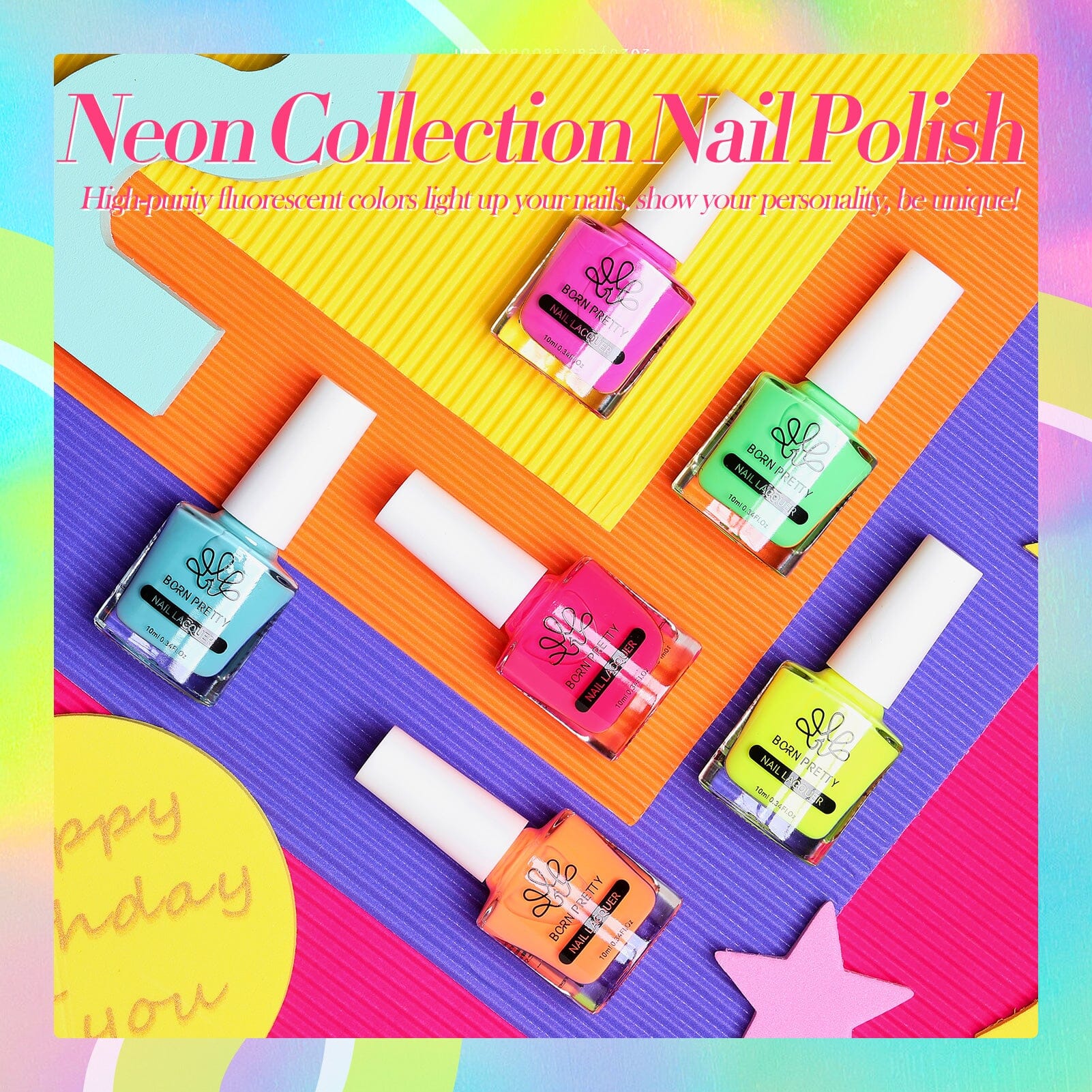 [US ONLY] 6 Colors Fluorescent Neon Nail Polish 10ml - Image 10