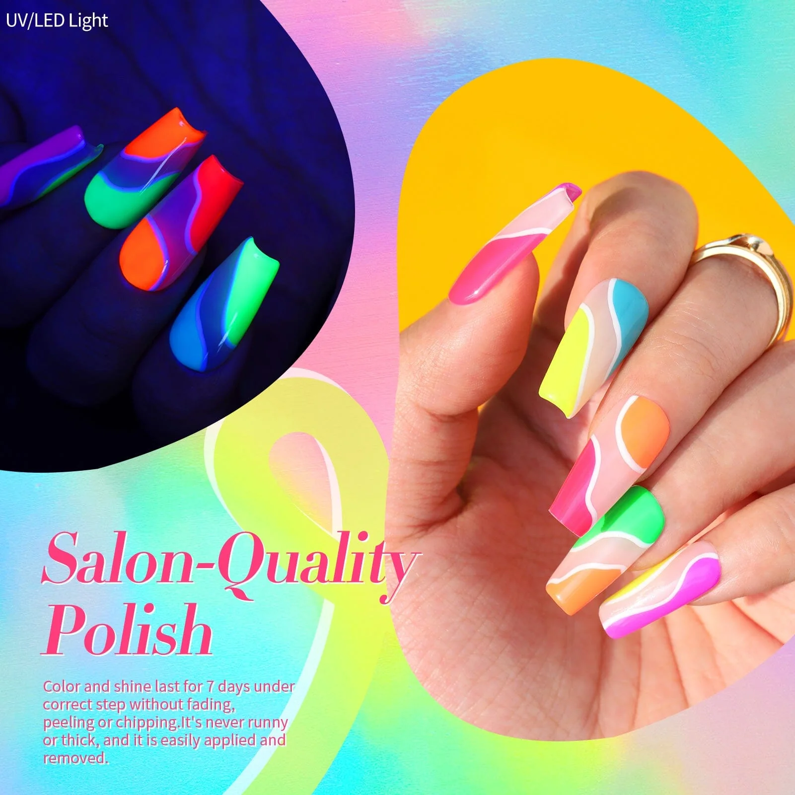 [US ONLY] 6 Colors Fluorescent Neon Nail Polish 10ml - Image 6