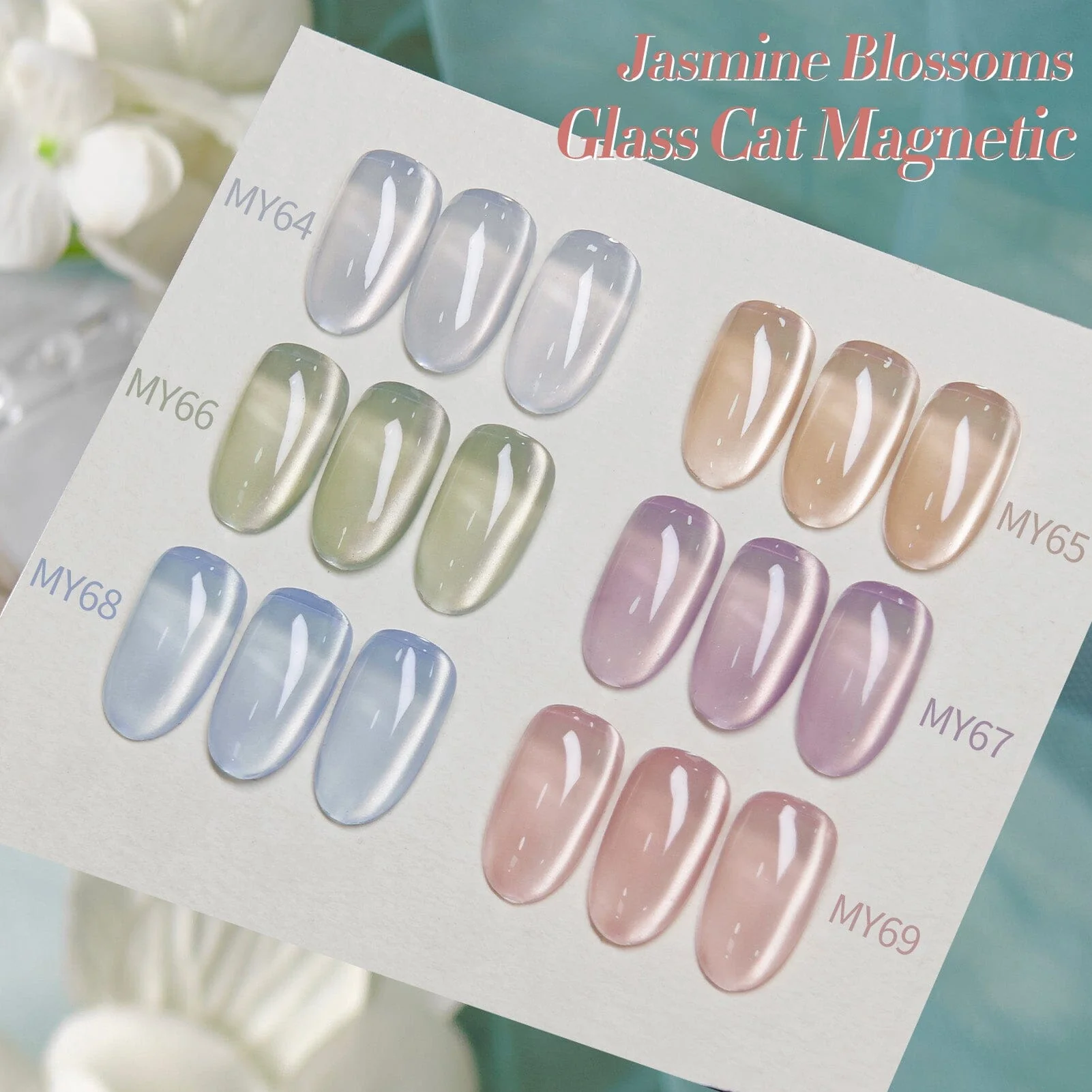 6 Colors Glass Cat Magnetic Gel M08 Jasmine Blossoms 7ml - Image 7