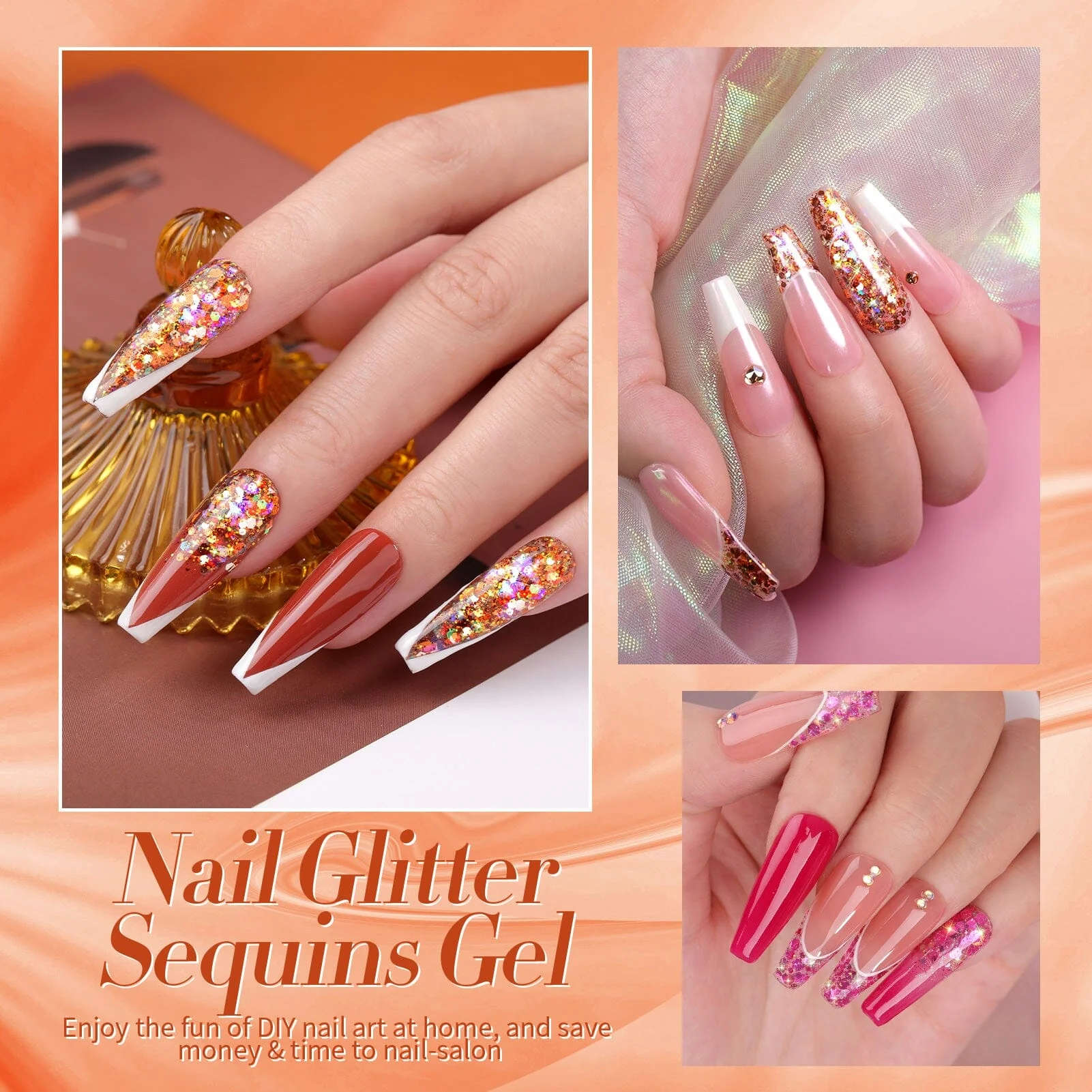 [US ONLY] 6 Colors Pink Blue Nail Glitter Sequins Gel 5g - Image 4