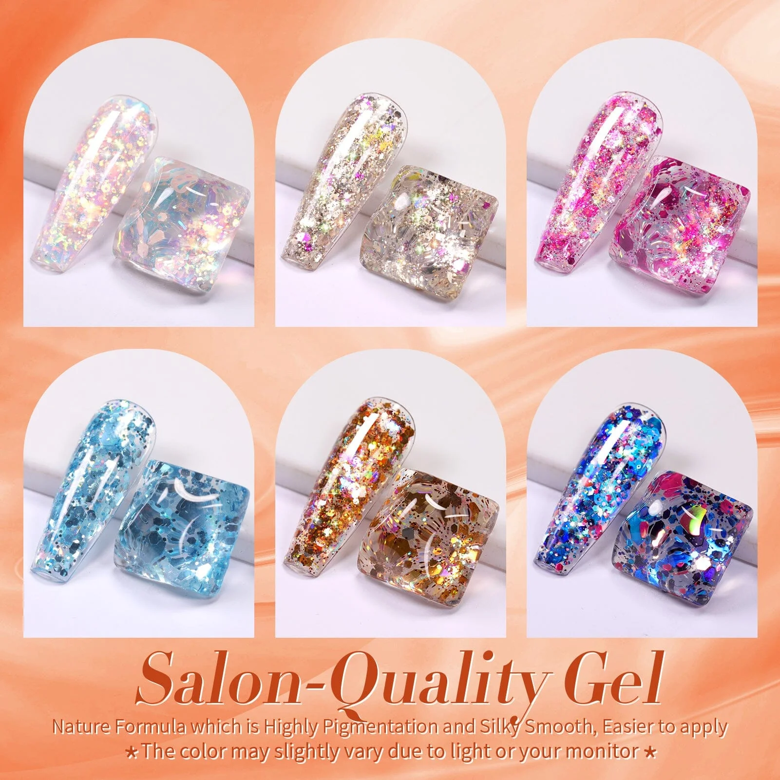 [US ONLY] 6 Colors Pink Blue Nail Glitter Sequins Gel 5g - Image 5