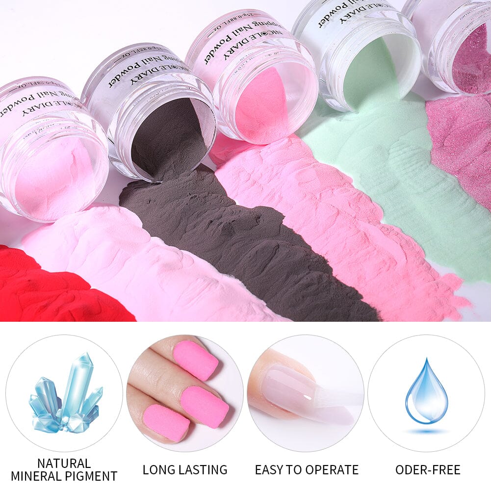 [US ONLY] 6 Colors Pink Red Dipping Nail Powder Set #06 25g 0.88Fl.Oz - Image 3
