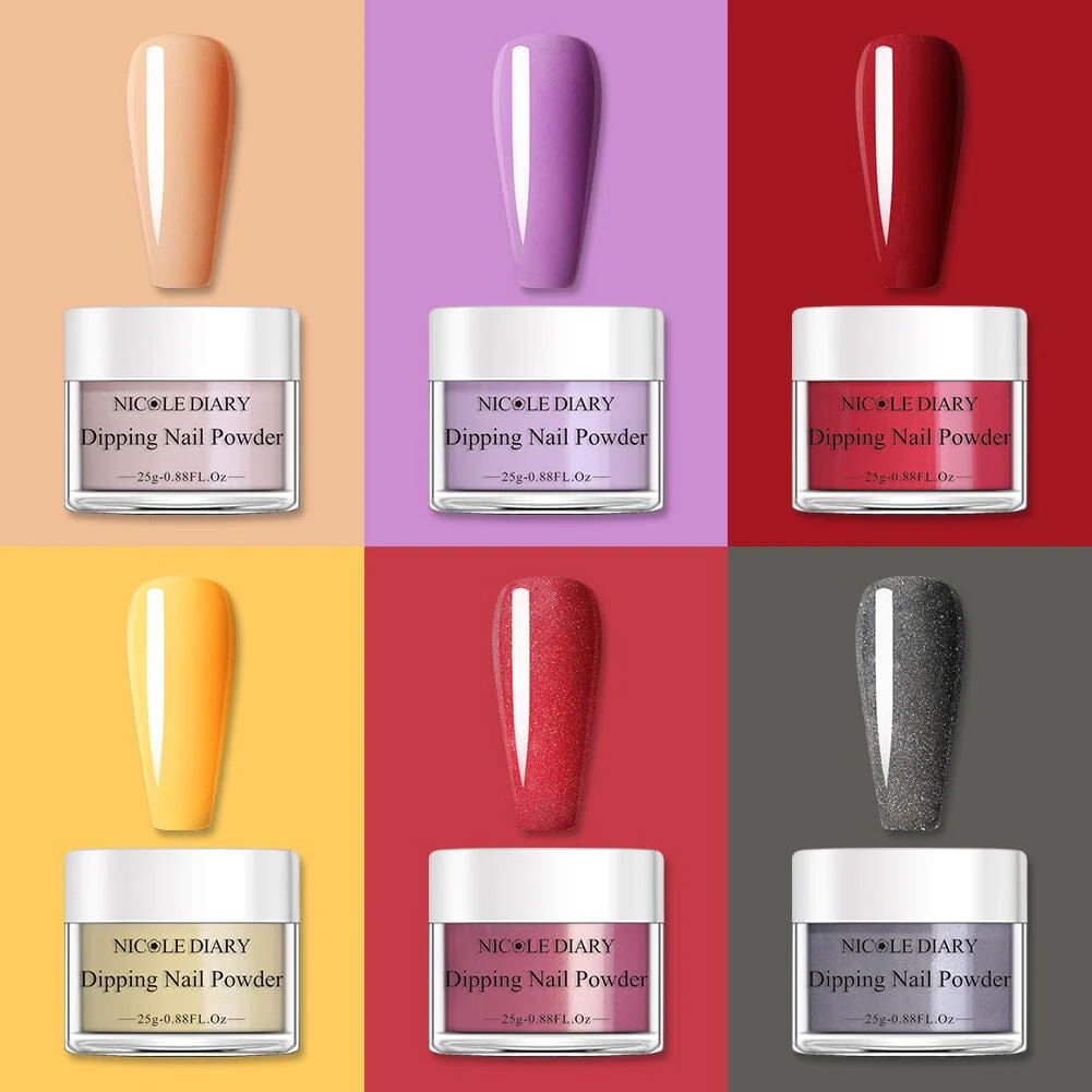 [US ONLY] 6 Colors Red Yellow Dipping Nail Powder Set #01 25g 0.88Fl.Oz - Image 3