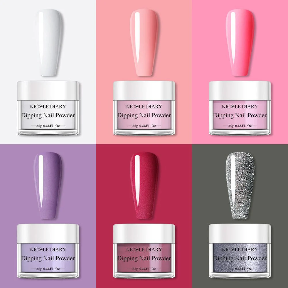 [US ONLY] 6 Colors White Pink Dipping Nail Powder Set #02 25g 0.88Fl.Oz - Image 3