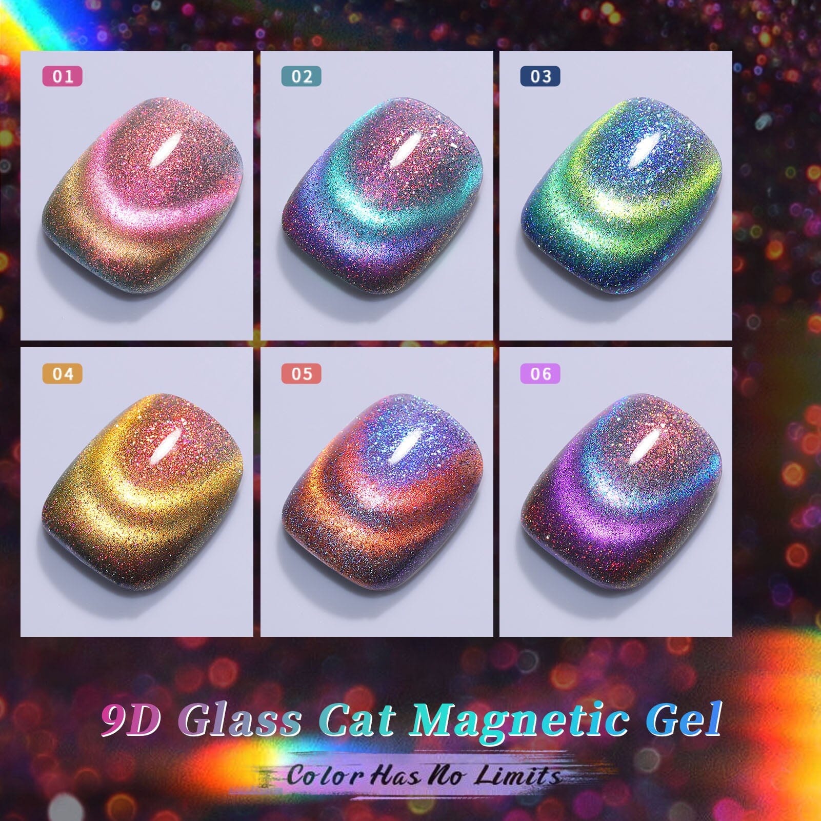[US ONLY] 6 Colors 9D Glass Cat Megnetic Gel Set 7ml - Image 8