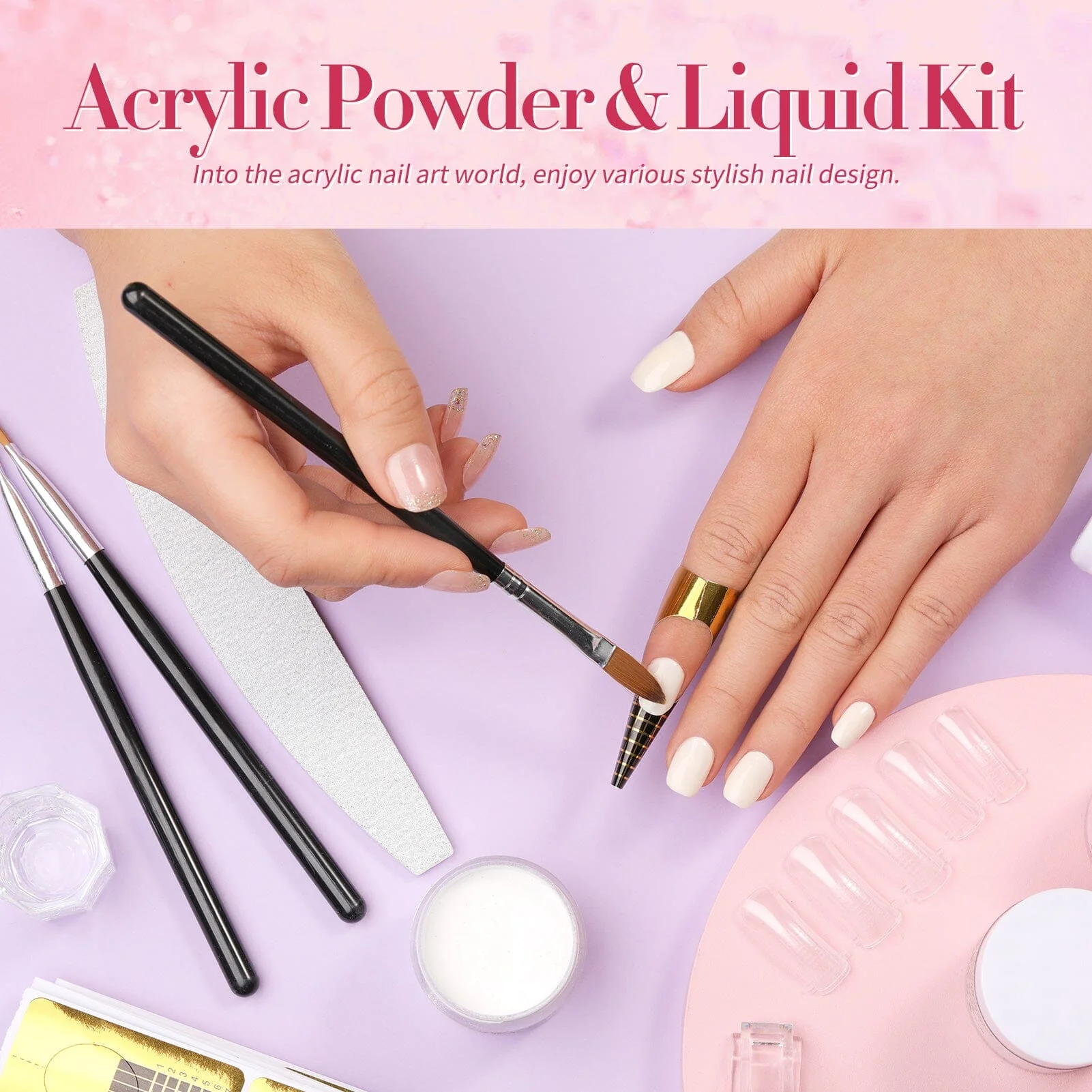 3 Colors Acrylic Powder Kit Clear White Pink 10g - Image 6