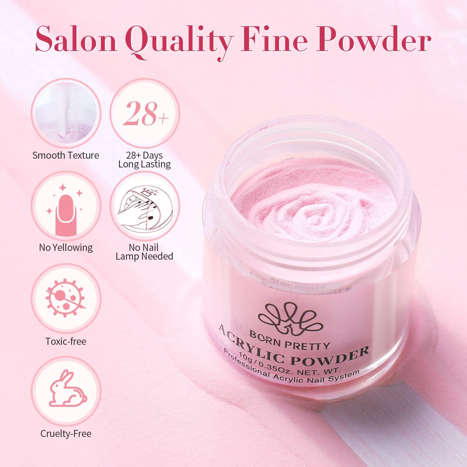 3 Colors Acrylic Powder Kit Clear White Pink 10g - Image 8