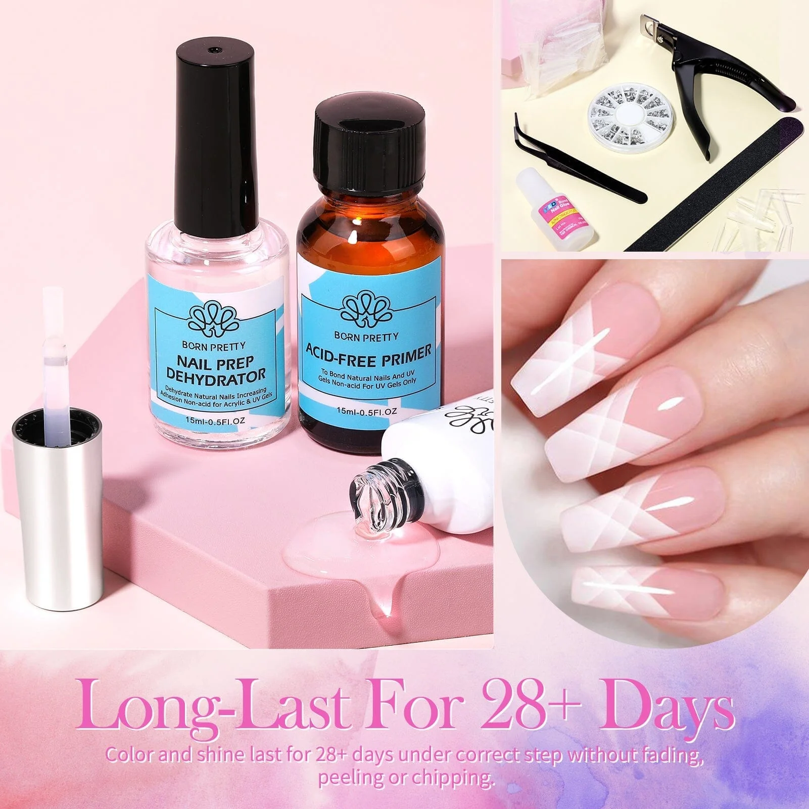 [US ONLY] Acrylic Nail Kit 3 Colors White Pink Clear 30g - Image 4