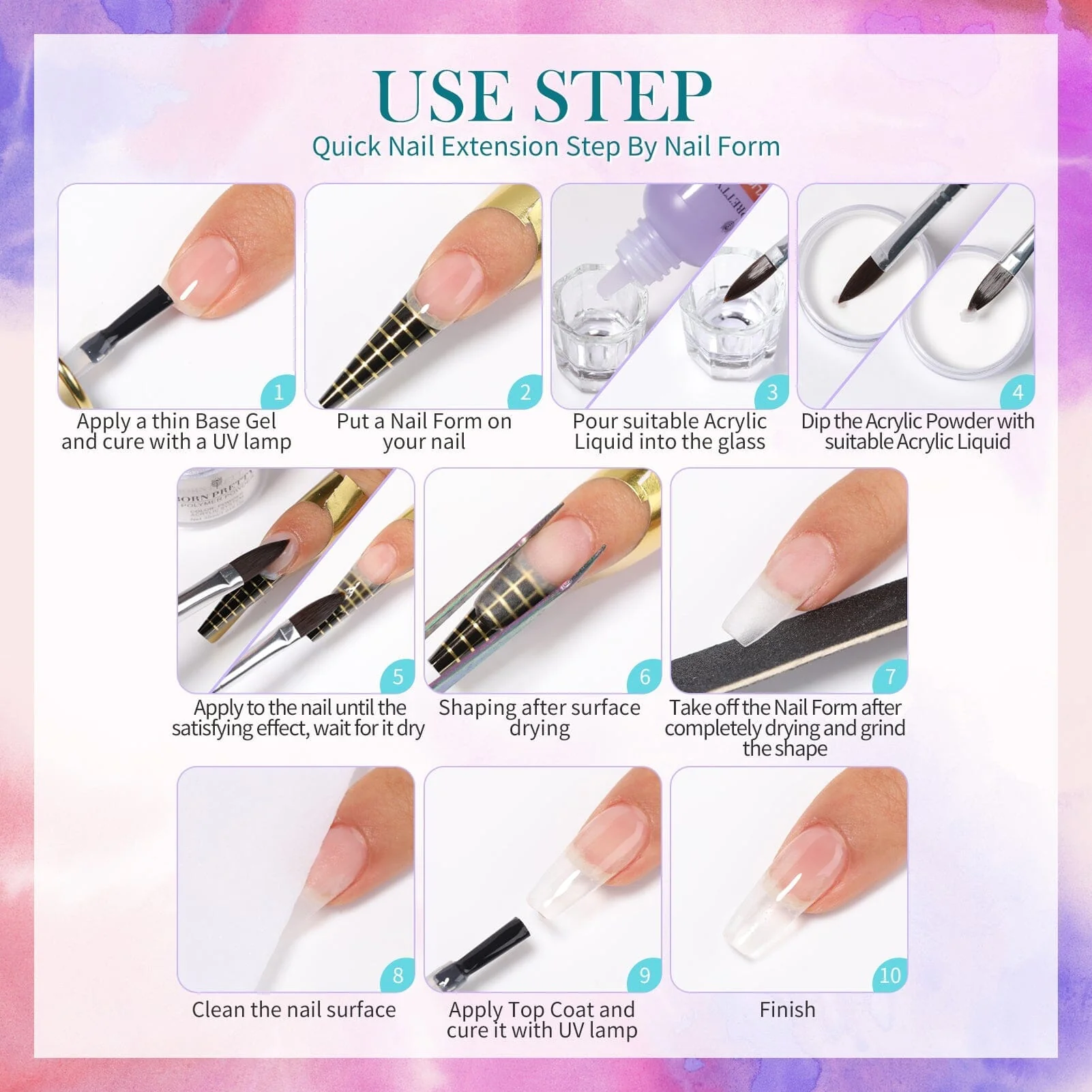 [US ONLY] Acrylic Nail Kit 3 Colors White Pink Clear 30g - Image 9