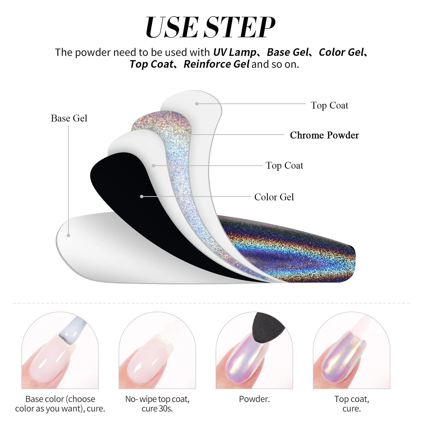[US ONLY] BORN PRETTY Holo Nail Powder Silver Chrome Powder - Image 10