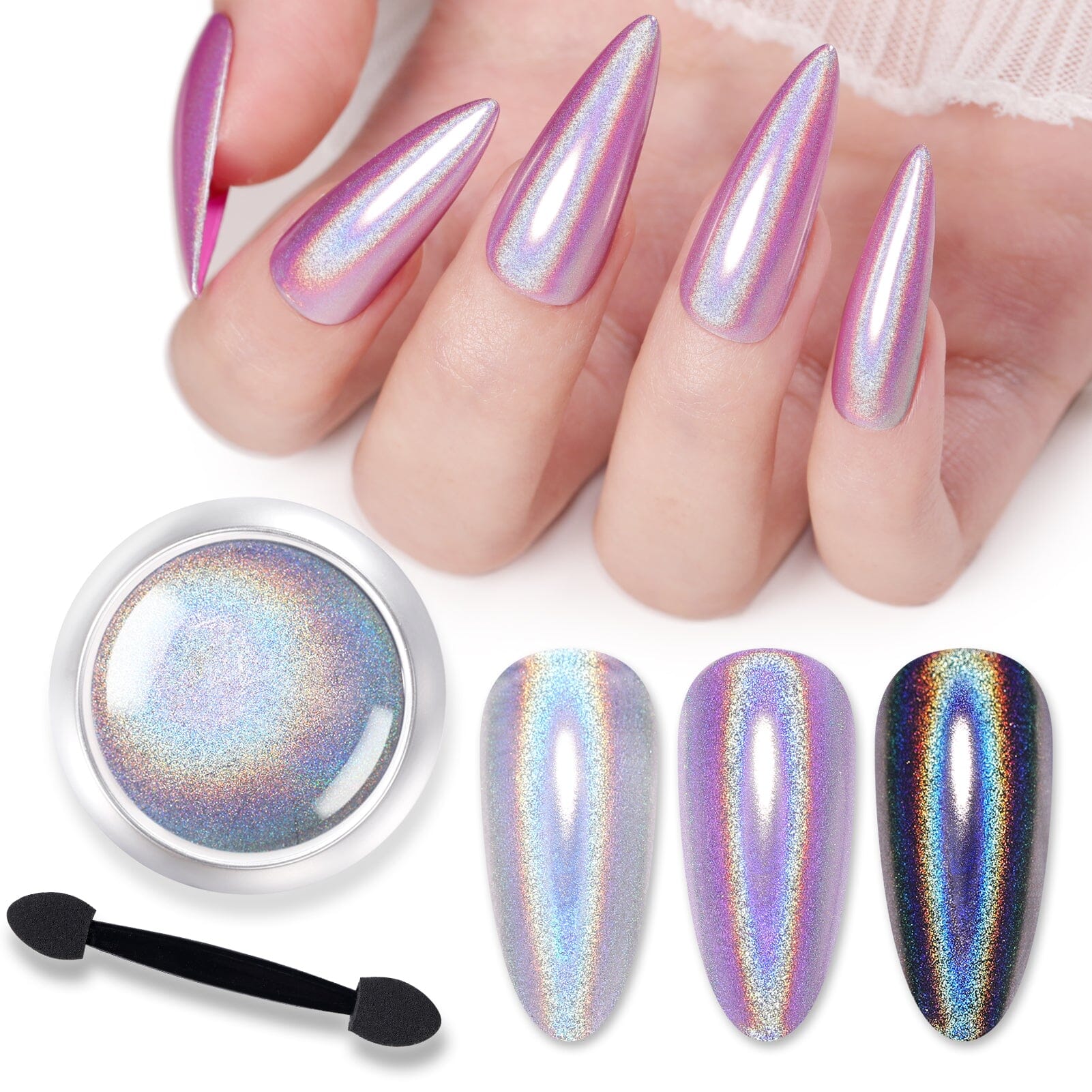 [US ONLY] BORN PRETTY Holo Nail Powder Silver Chrome Powder - Image 2