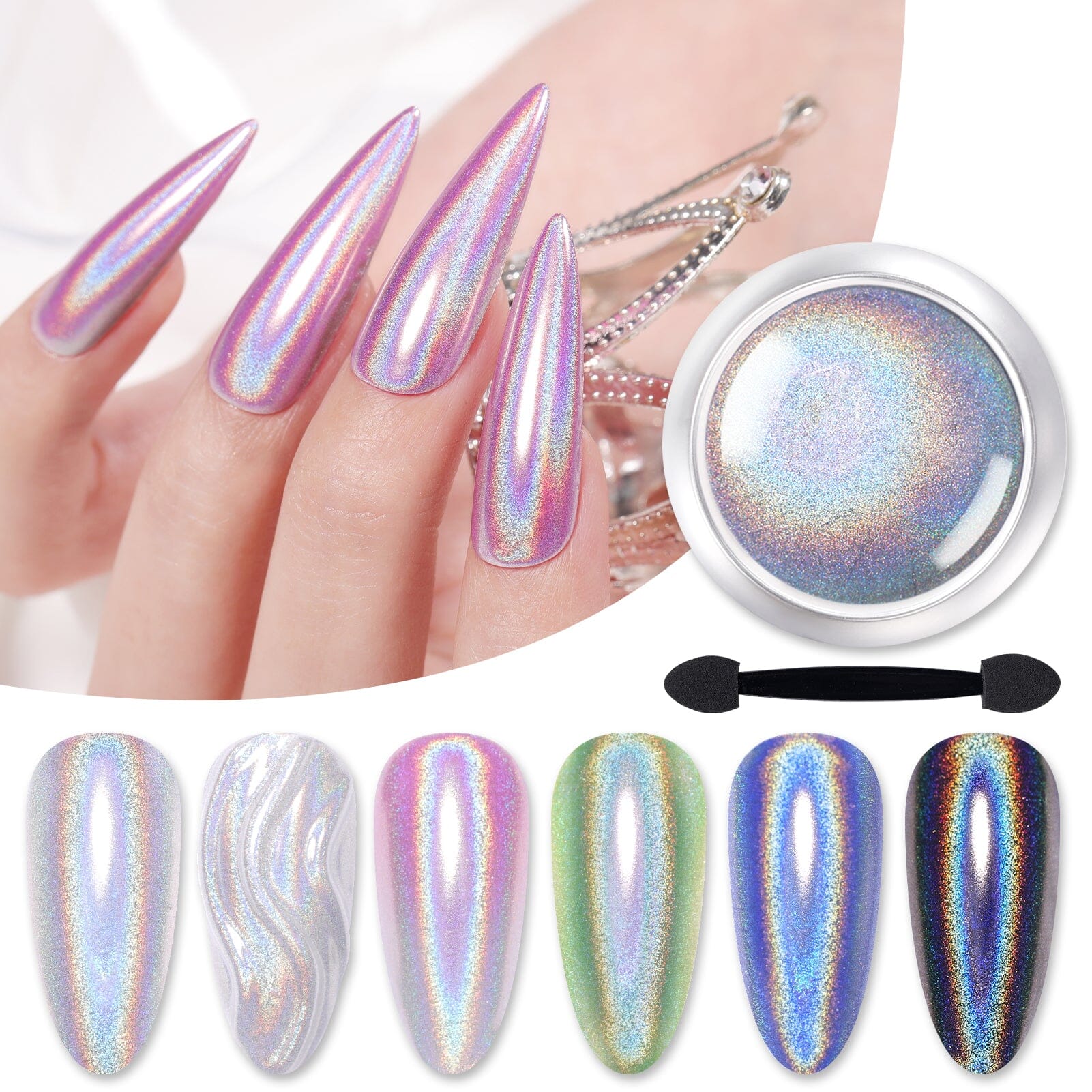 [US ONLY] BORN PRETTY Holo Nail Powder Silver Chrome Powder - Image 4