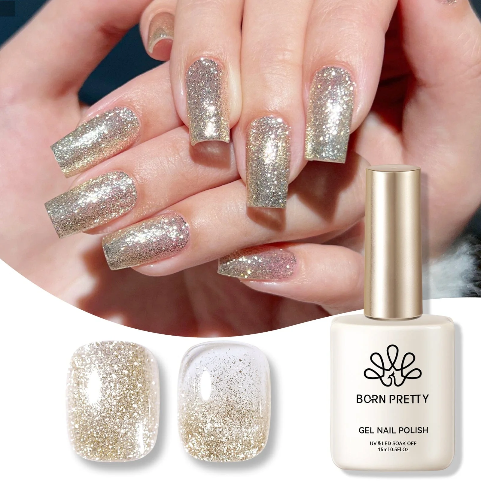 [US ONLY] Gold Platinum Glitter Gel Polish 15ml