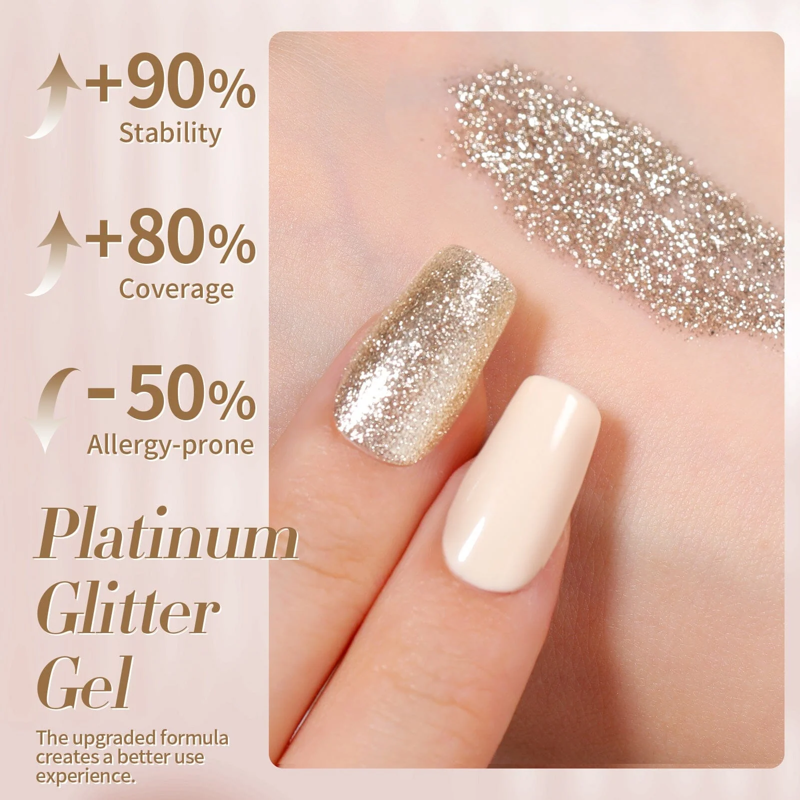 [US ONLY] Gold Platinum Glitter Gel Polish 15ml - Image 10