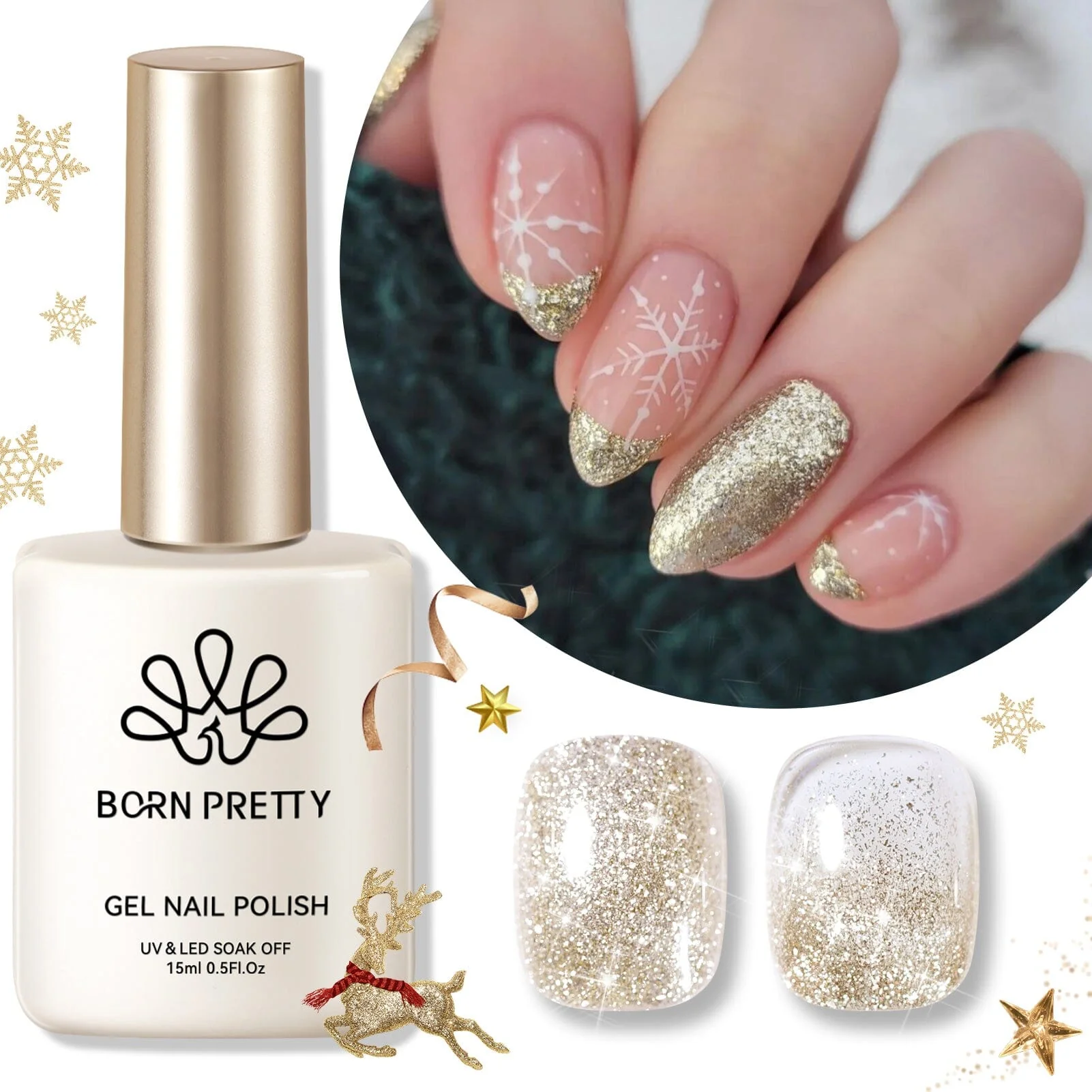 [US ONLY] Gold Platinum Glitter Gel Polish 15ml - Image 12