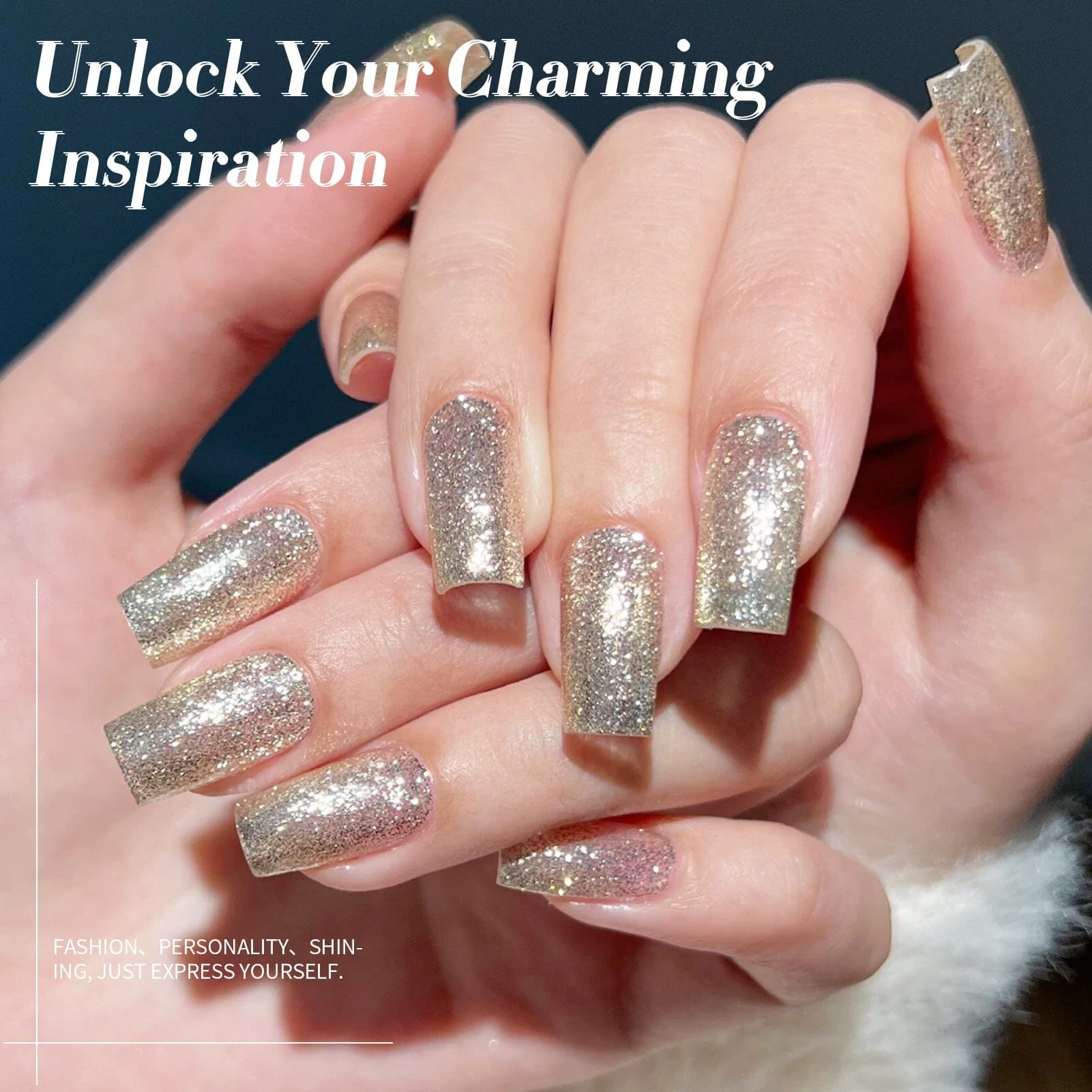 [US ONLY] Gold Platinum Glitter Gel Polish 15ml - Image 2