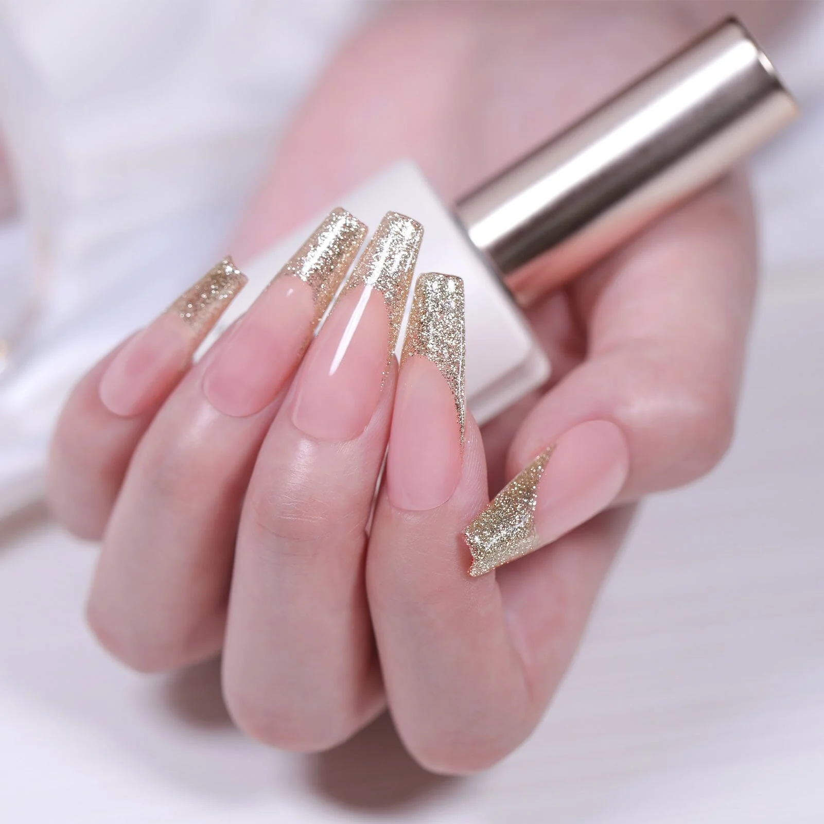 [US ONLY] Gold Platinum Glitter Gel Polish 15ml - Image 4