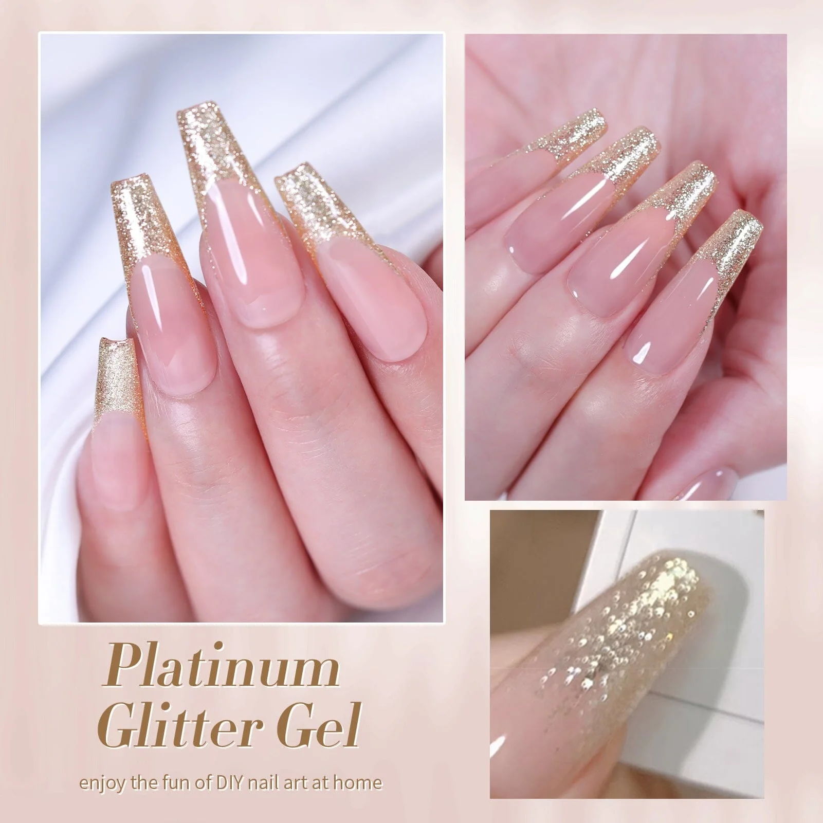 [US ONLY] Gold Platinum Glitter Gel Polish 15ml - Image 5