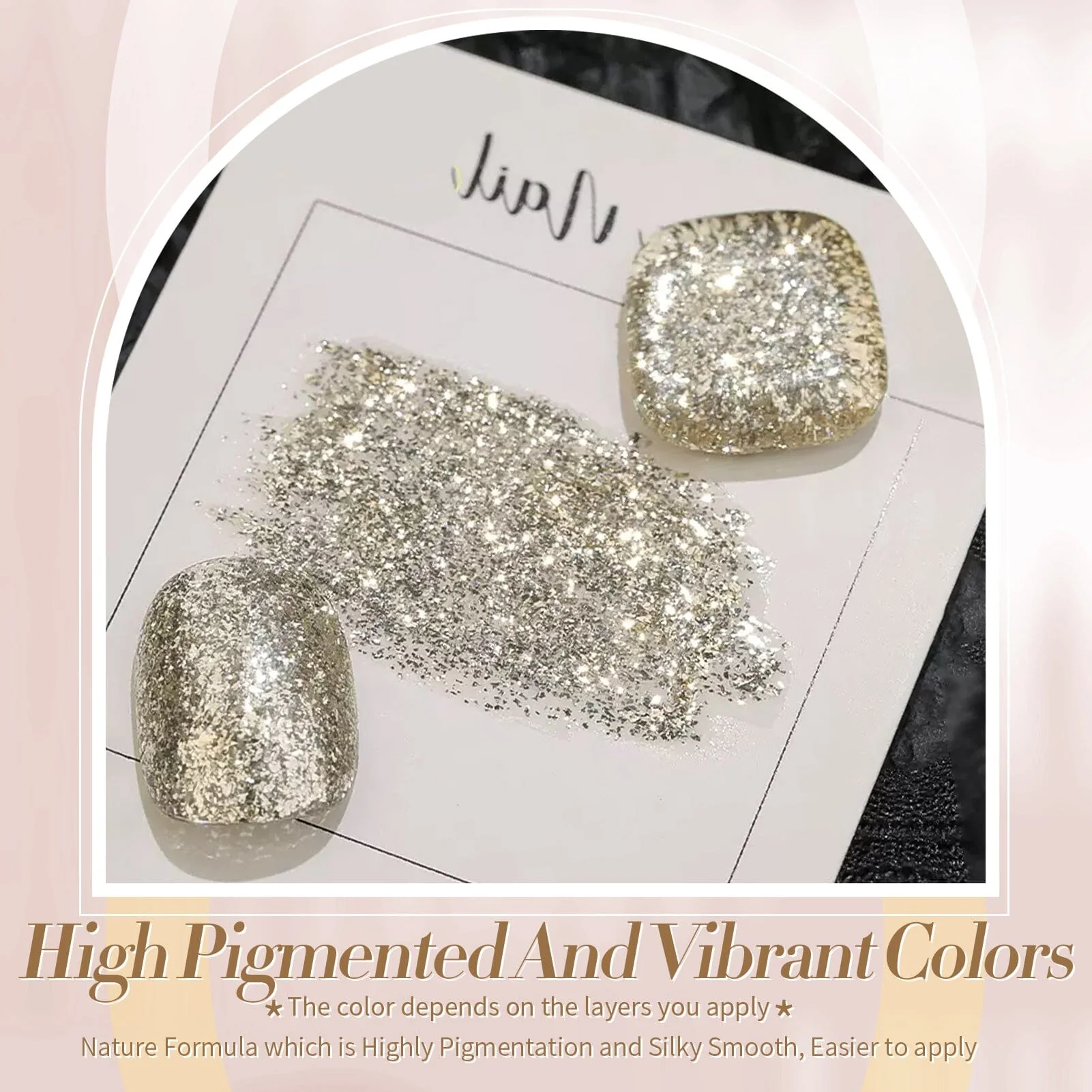[US ONLY] Gold Platinum Glitter Gel Polish 15ml - Image 6