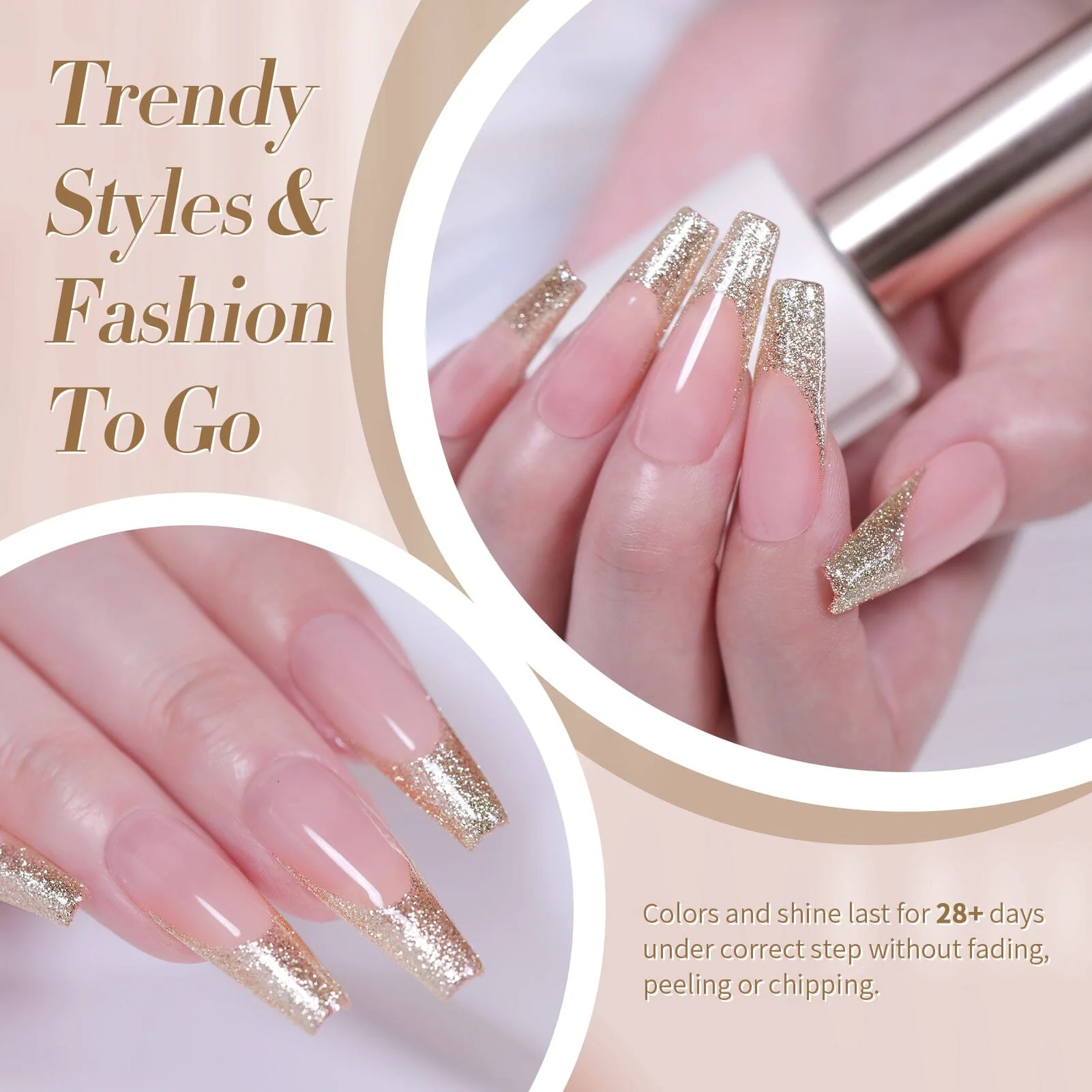[US ONLY] Gold Platinum Glitter Gel Polish 15ml - Image 7