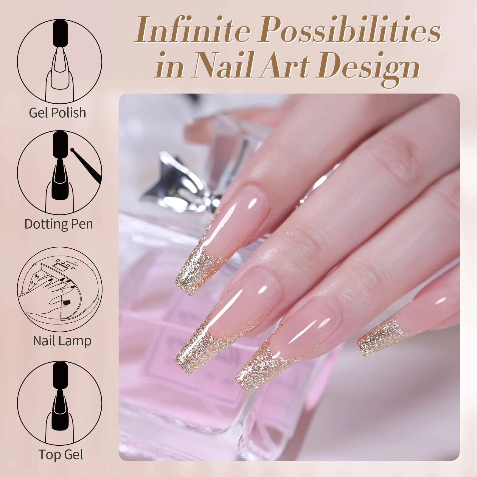 [US ONLY] Gold Platinum Glitter Gel Polish 15ml - Image 8