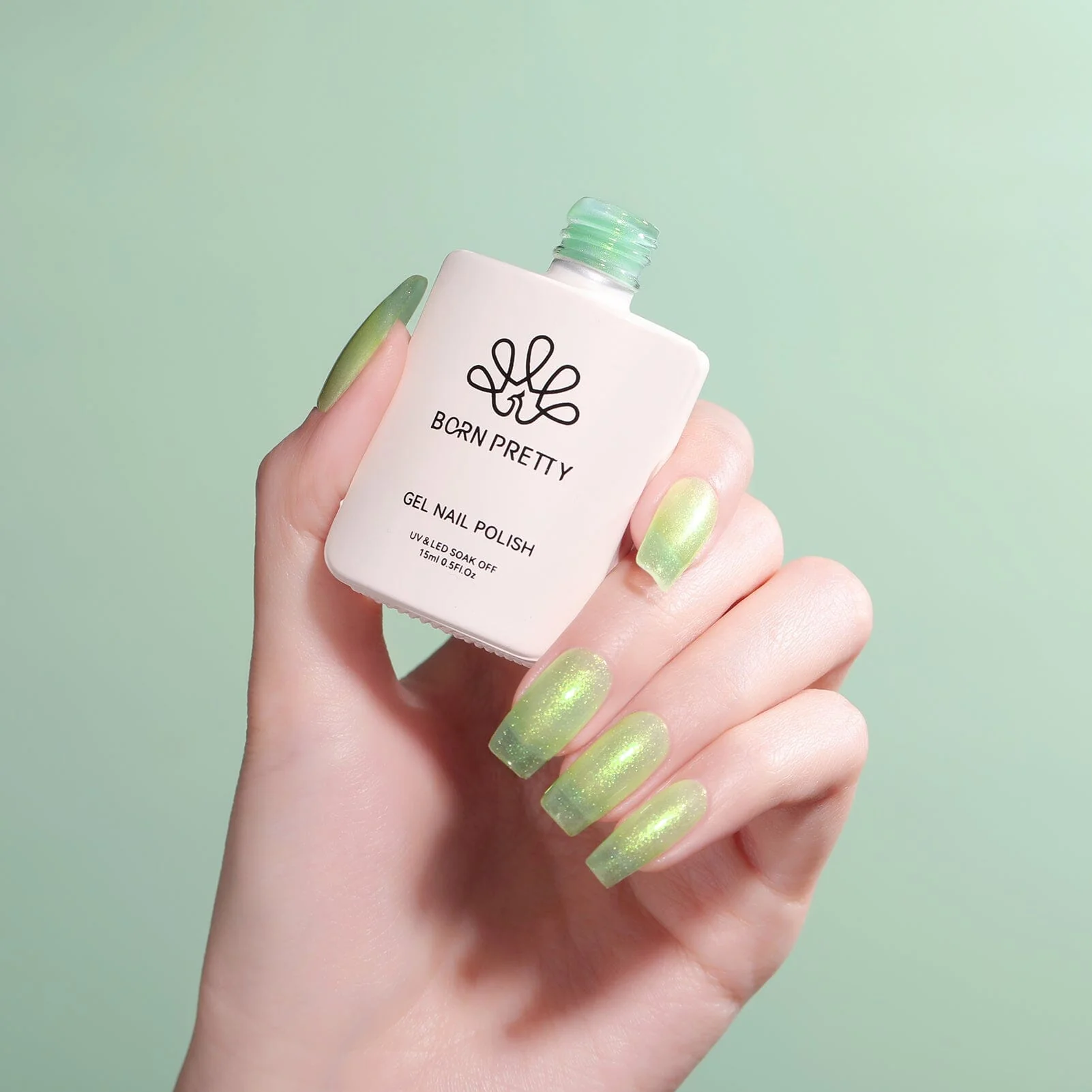 [US ONLY] Green Glitter Jelly Gel Polish #01 15ml - Image 2