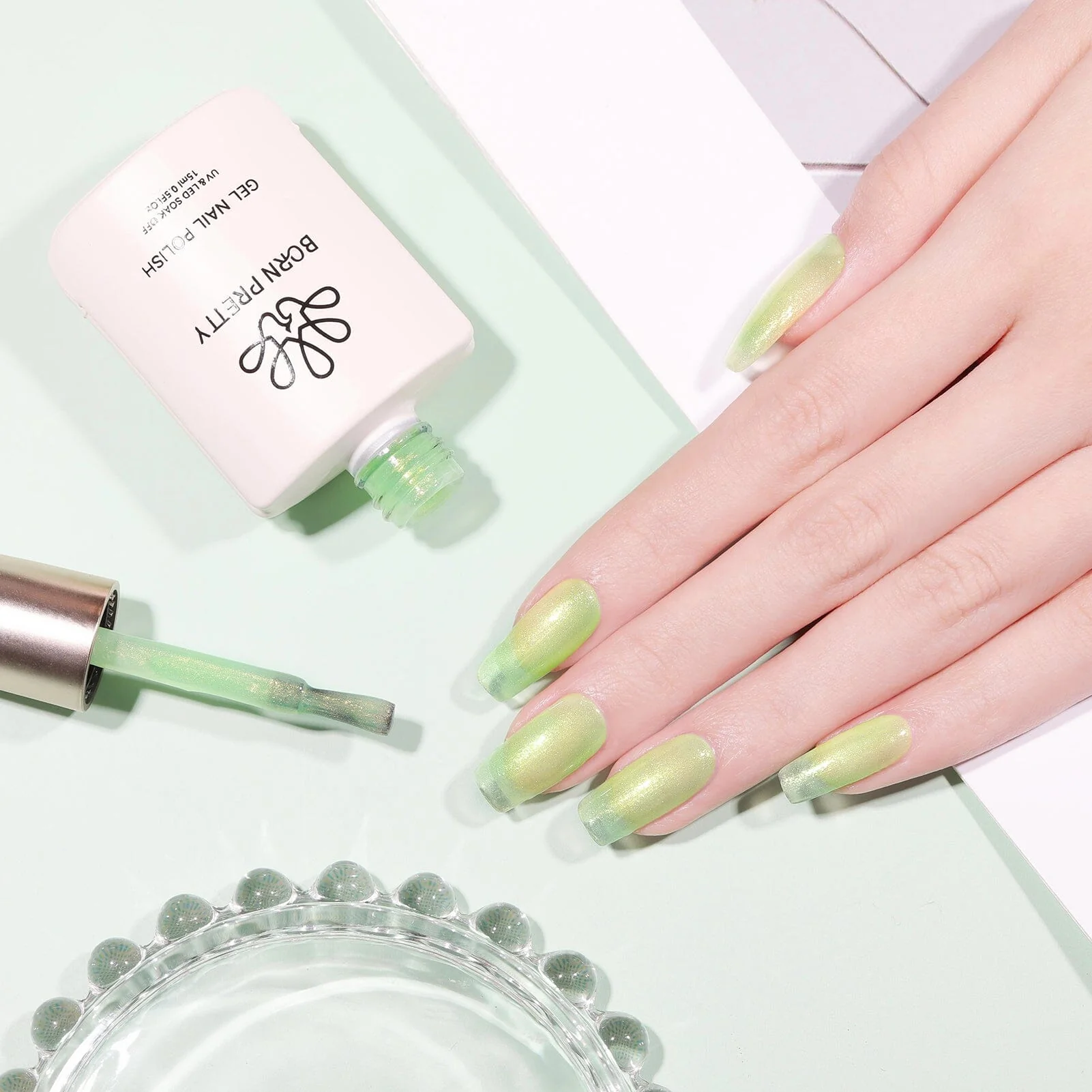 [US ONLY] Green Glitter Jelly Gel Polish #01 15ml - Image 3