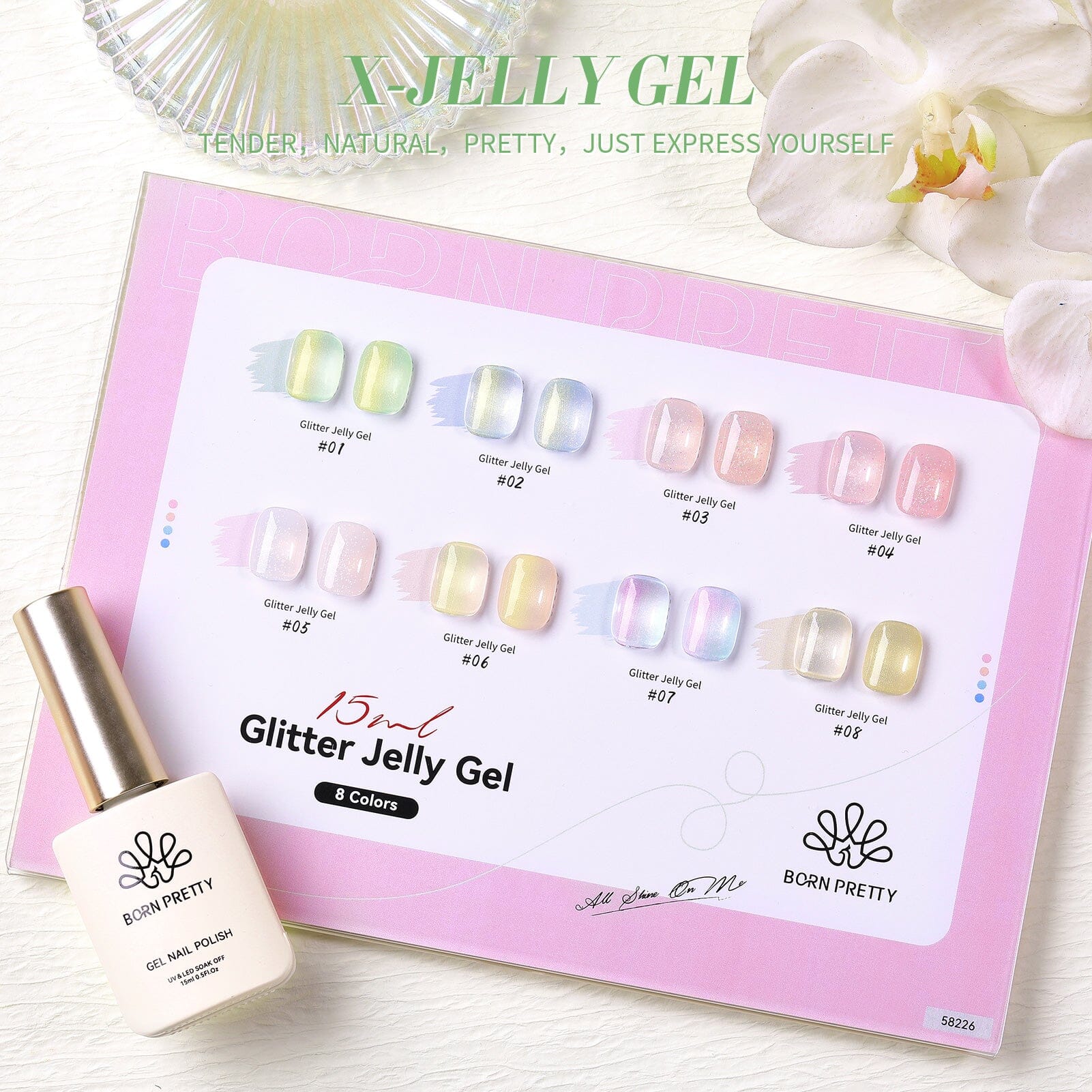 [US ONLY] Green Glitter Jelly Gel Polish #01 15ml - Image 7