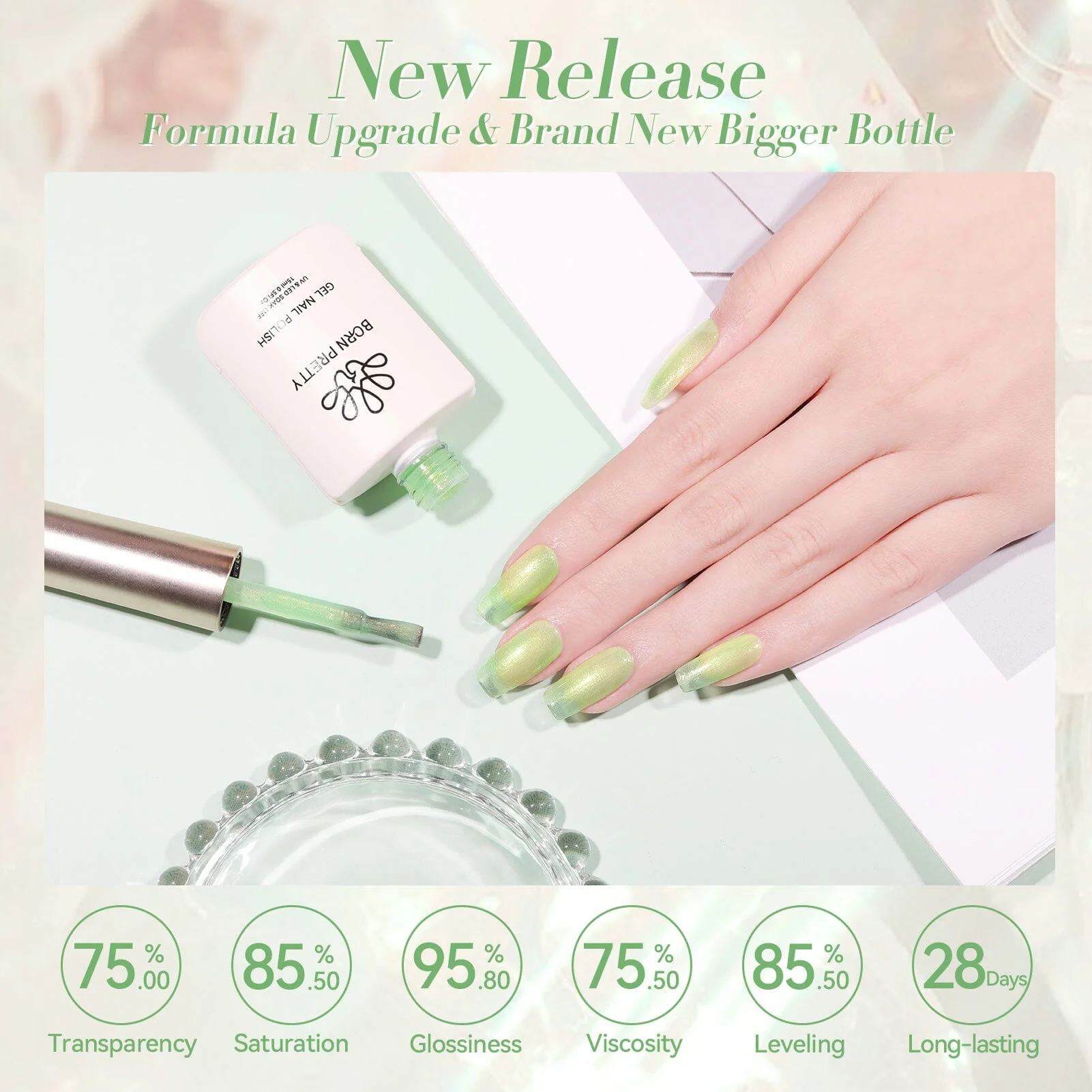 [US ONLY] Green Glitter Jelly Gel Polish #01 15ml - Image 9