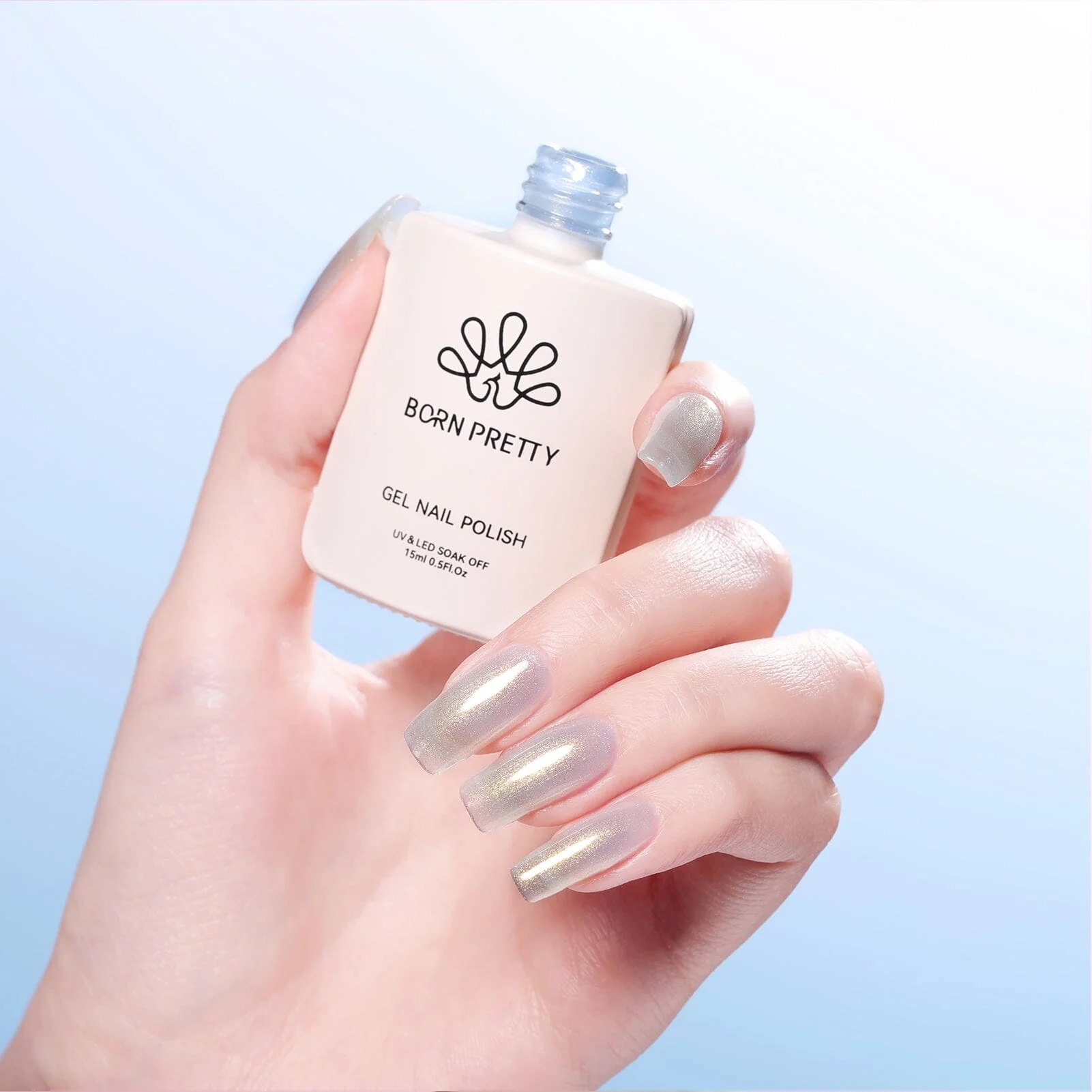 [US ONLY] Light Blue Glitter Jelly Gel Polish #02 15ml - Image 3