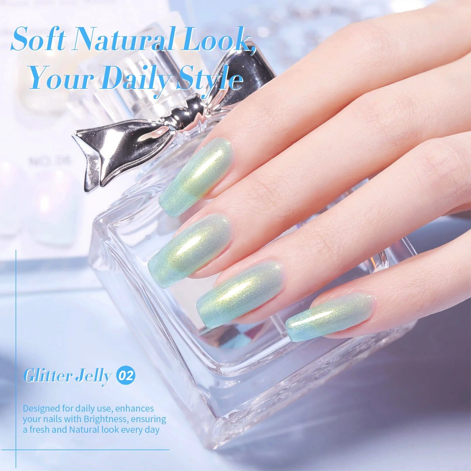 [US ONLY] Light Blue Glitter Jelly Gel Polish #02 15ml - Image 5