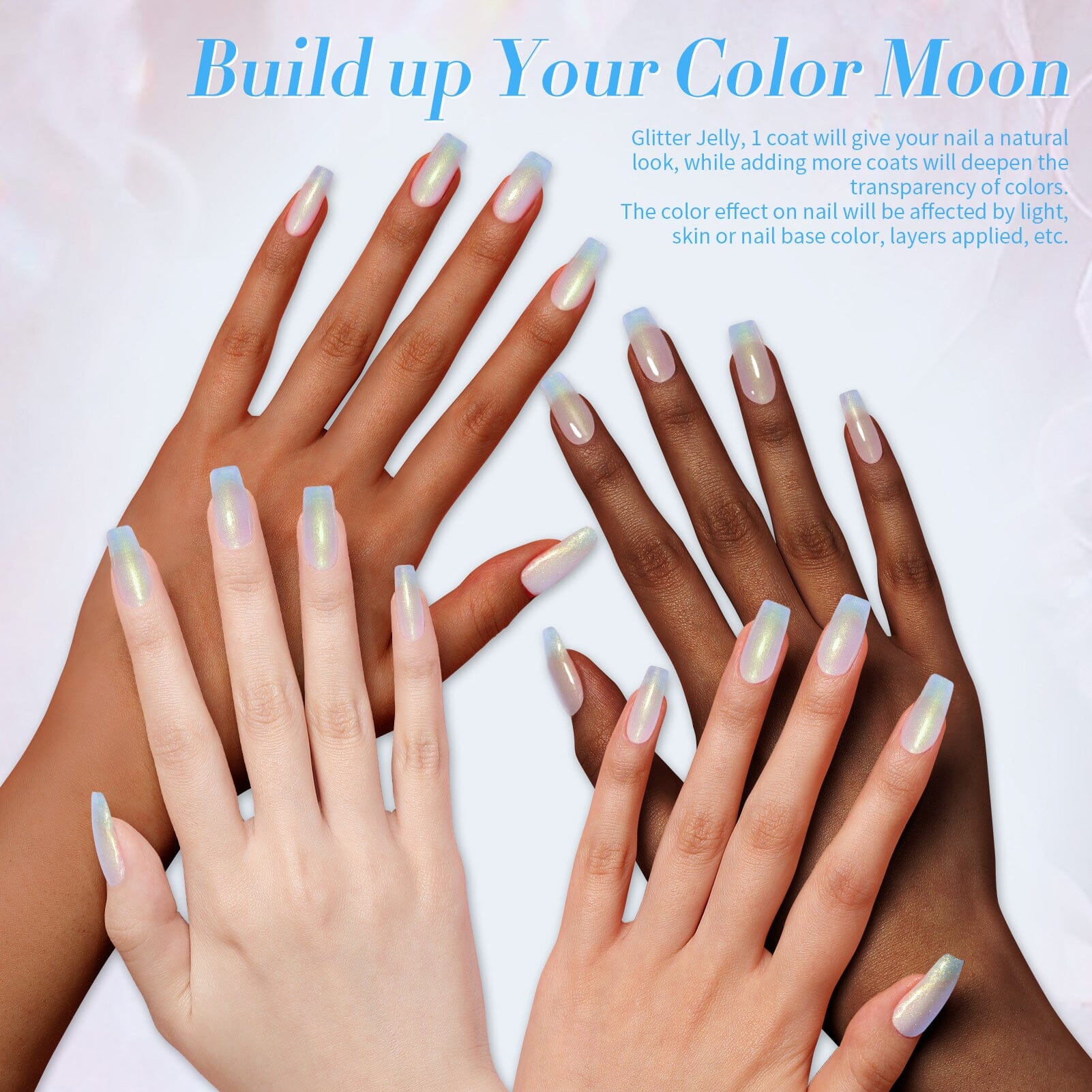 [US ONLY] Light Blue Glitter Jelly Gel Polish #02 15ml - Image 6