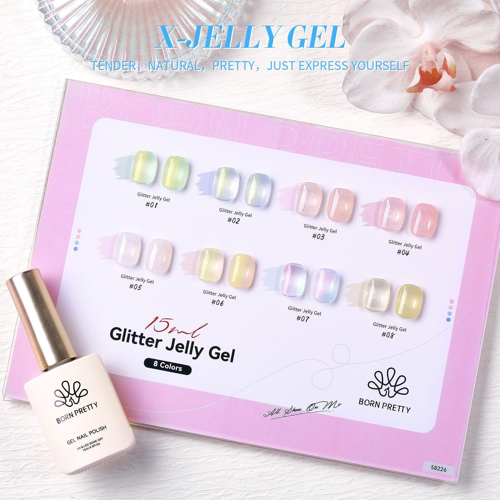 [US ONLY] Light Blue Glitter Jelly Gel Polish #02 15ml - Image 7