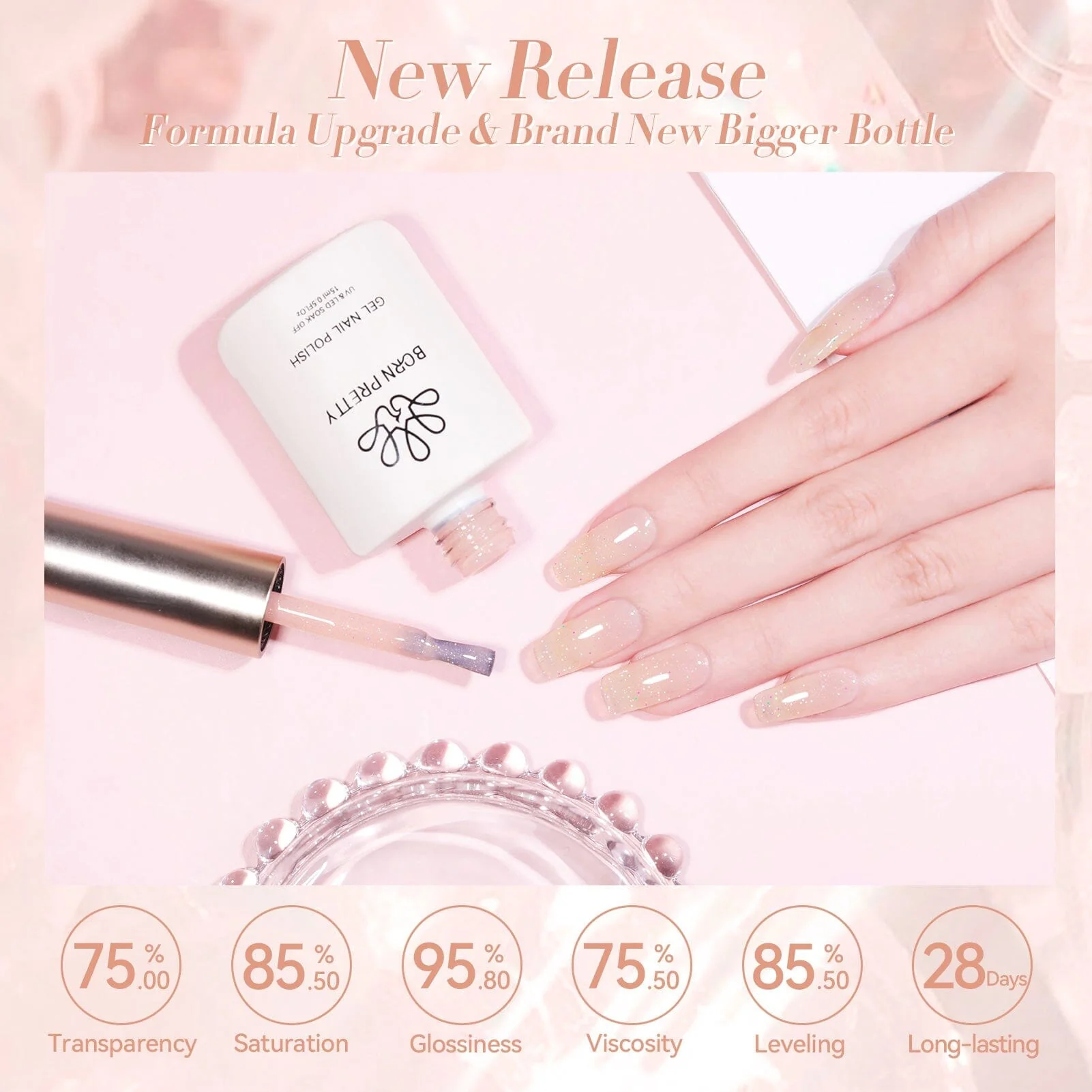 [US ONLY] Nude Glitter Jelly Gel Polish #03 15ml - Image 4