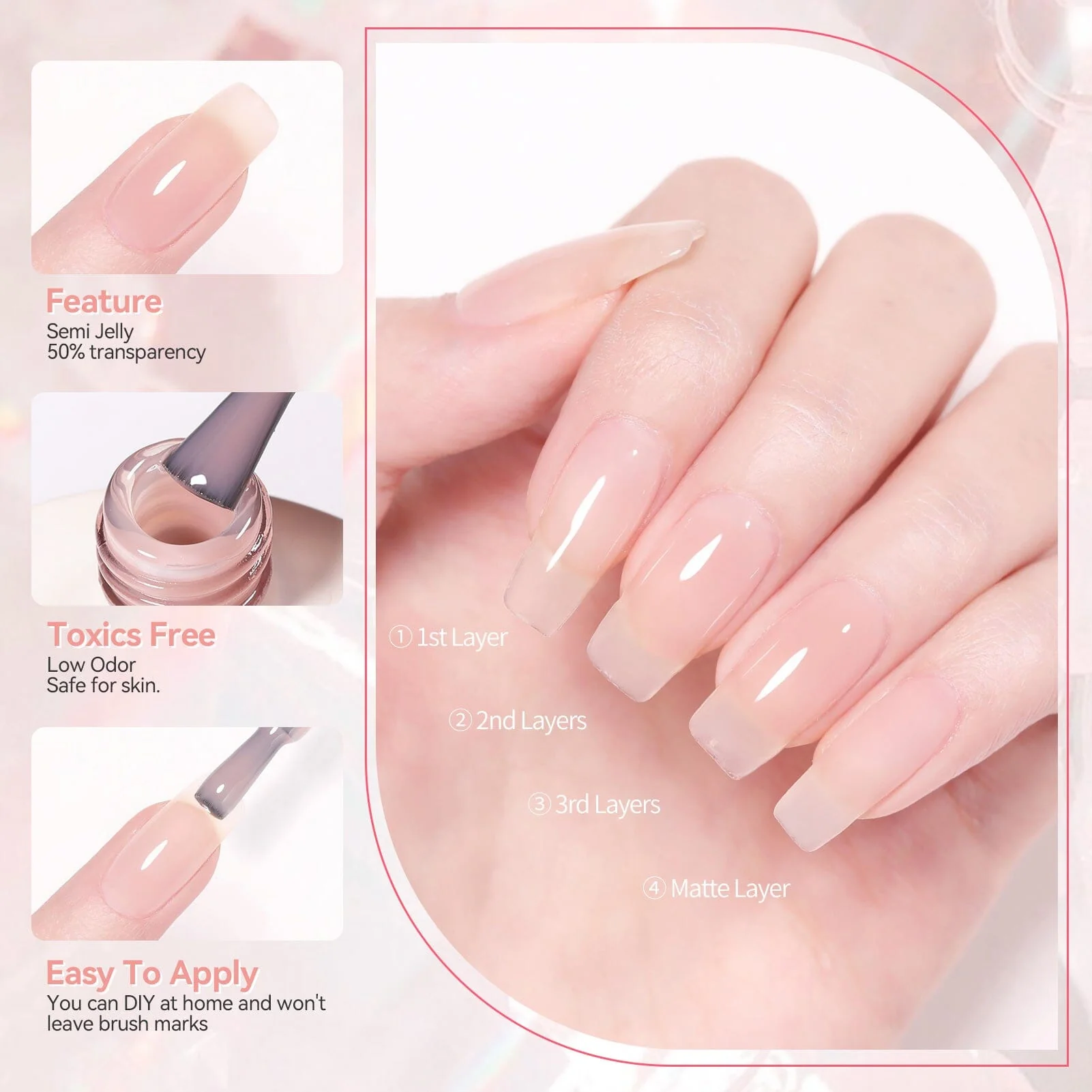 [US ONLY] Nude Semi Jelly Gel Polish #02 15ml - Image 7
