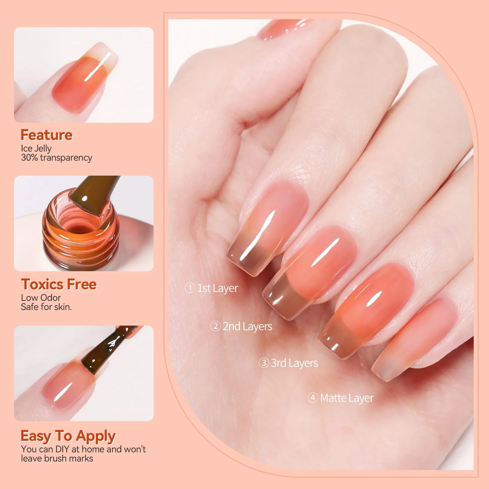 Orange Ice Jelly Gel Polish #04 15ml - Image 3