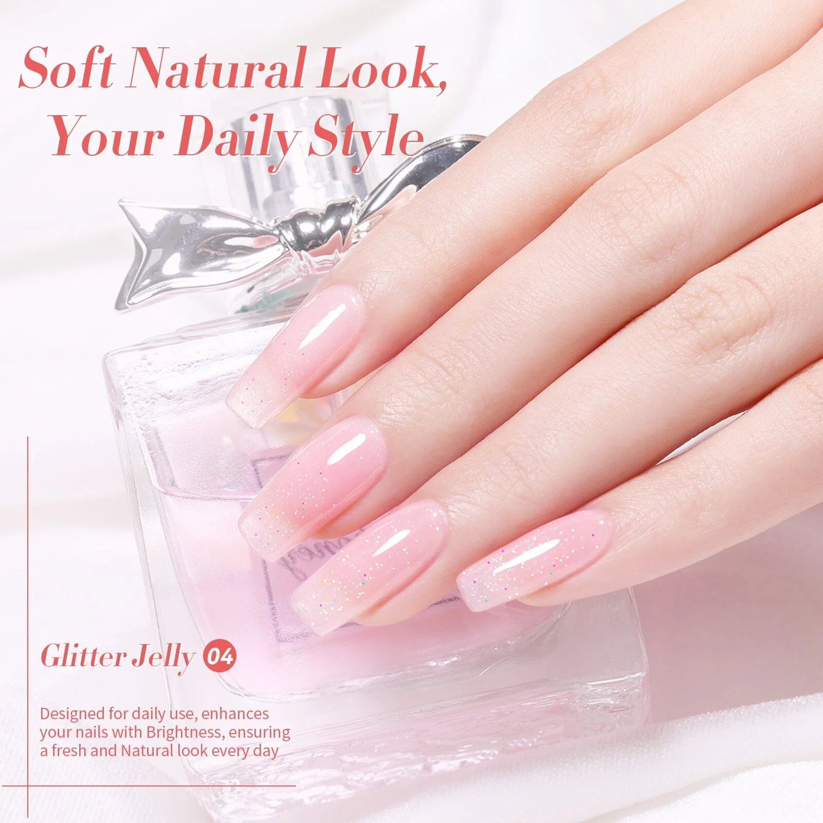 [US ONLY] Pink Glitter Jelly Gel Polish #04 15ml - Image 2