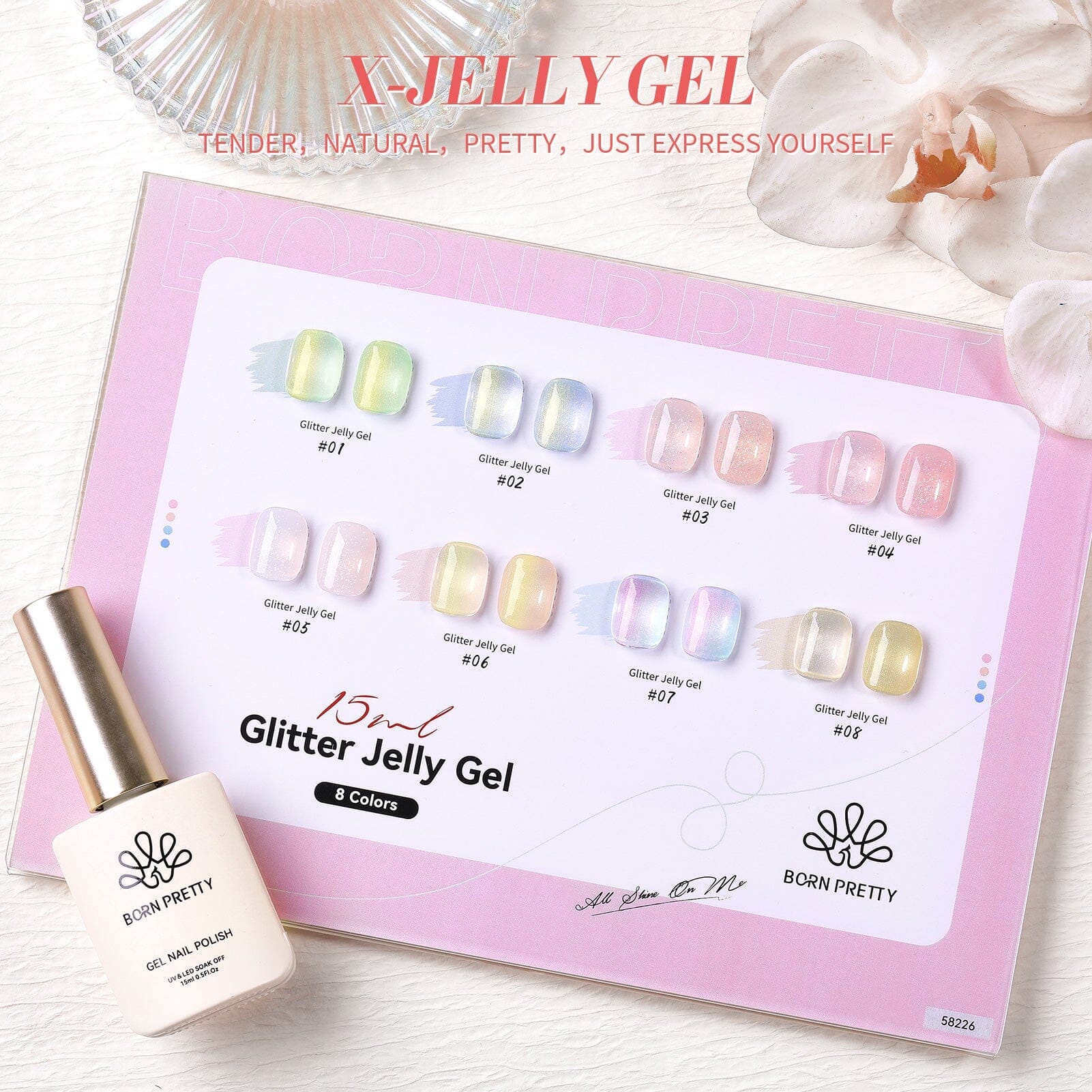 [US ONLY] Pink Glitter Jelly Gel Polish #04 15ml - Image 6