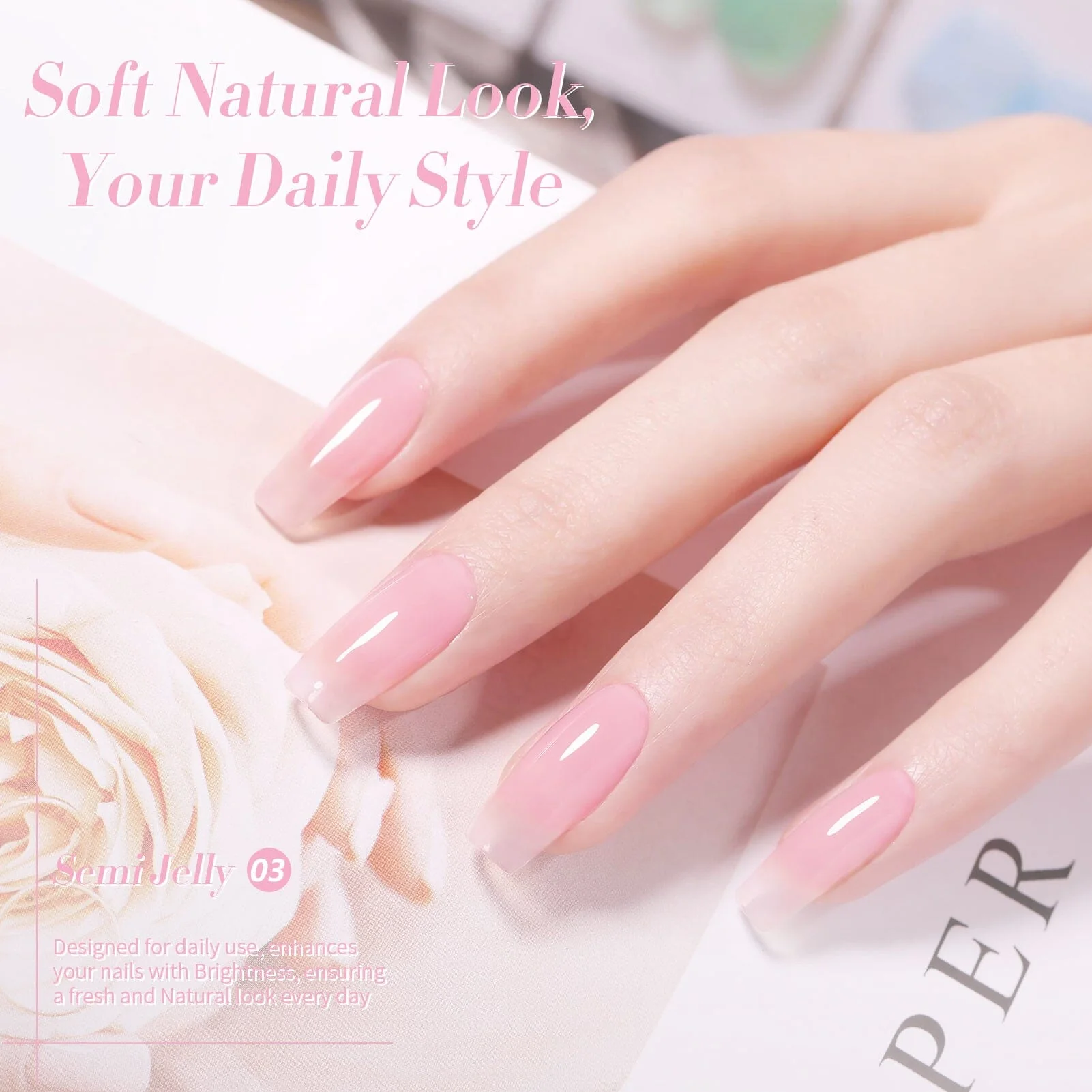 [US ONLY] Pink Semi Jelly Gel Polish #03 15ml - Image 3