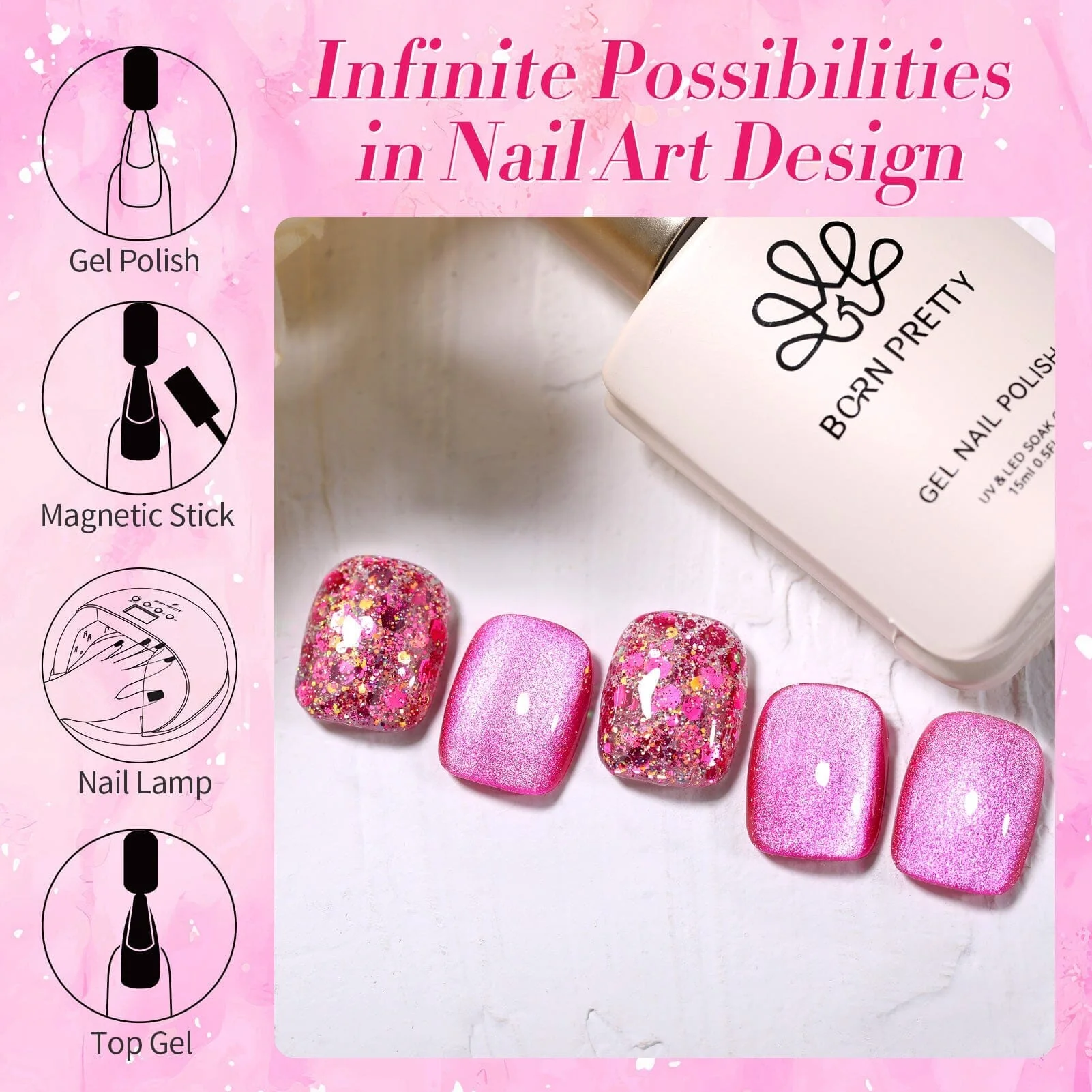 [US ONLY] Rose Red Cat Magnetic Gel Polish 15ml - Image 6